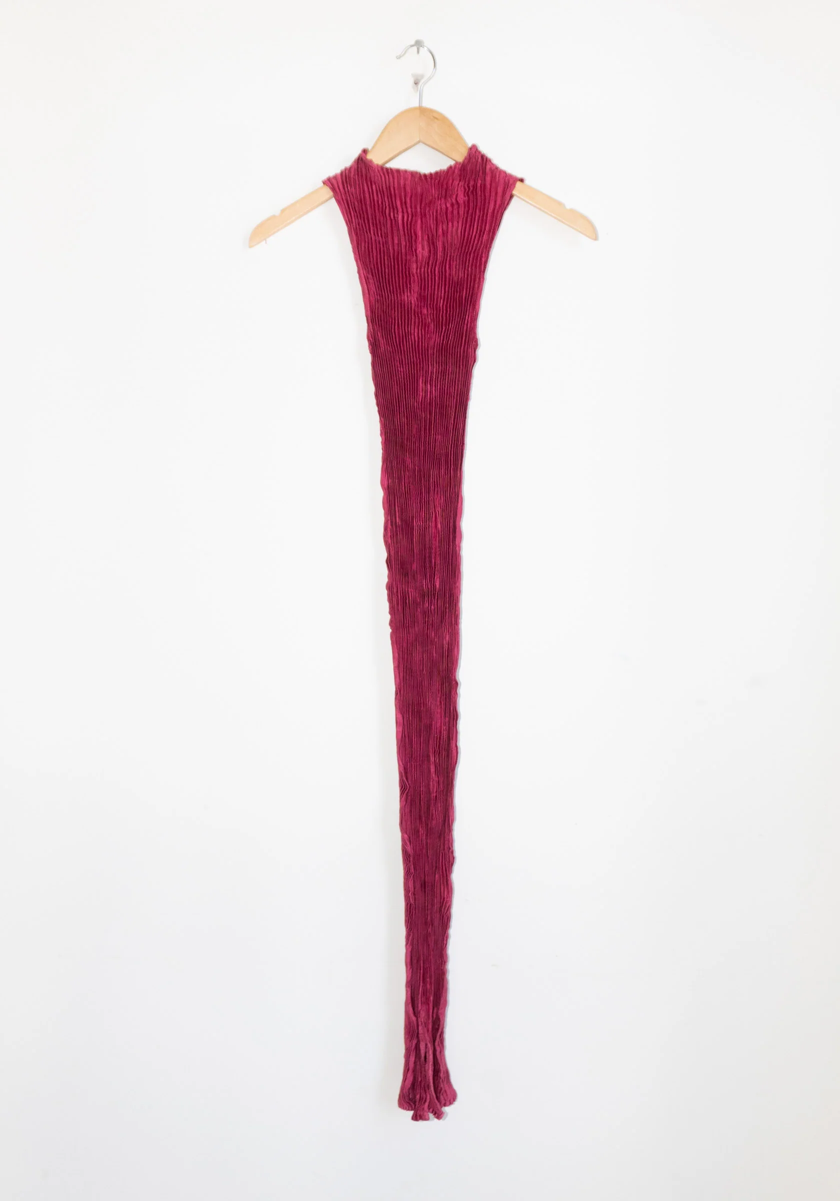 Plissé Satin Silk Long Tank Dress in Fuchsia - Image 9