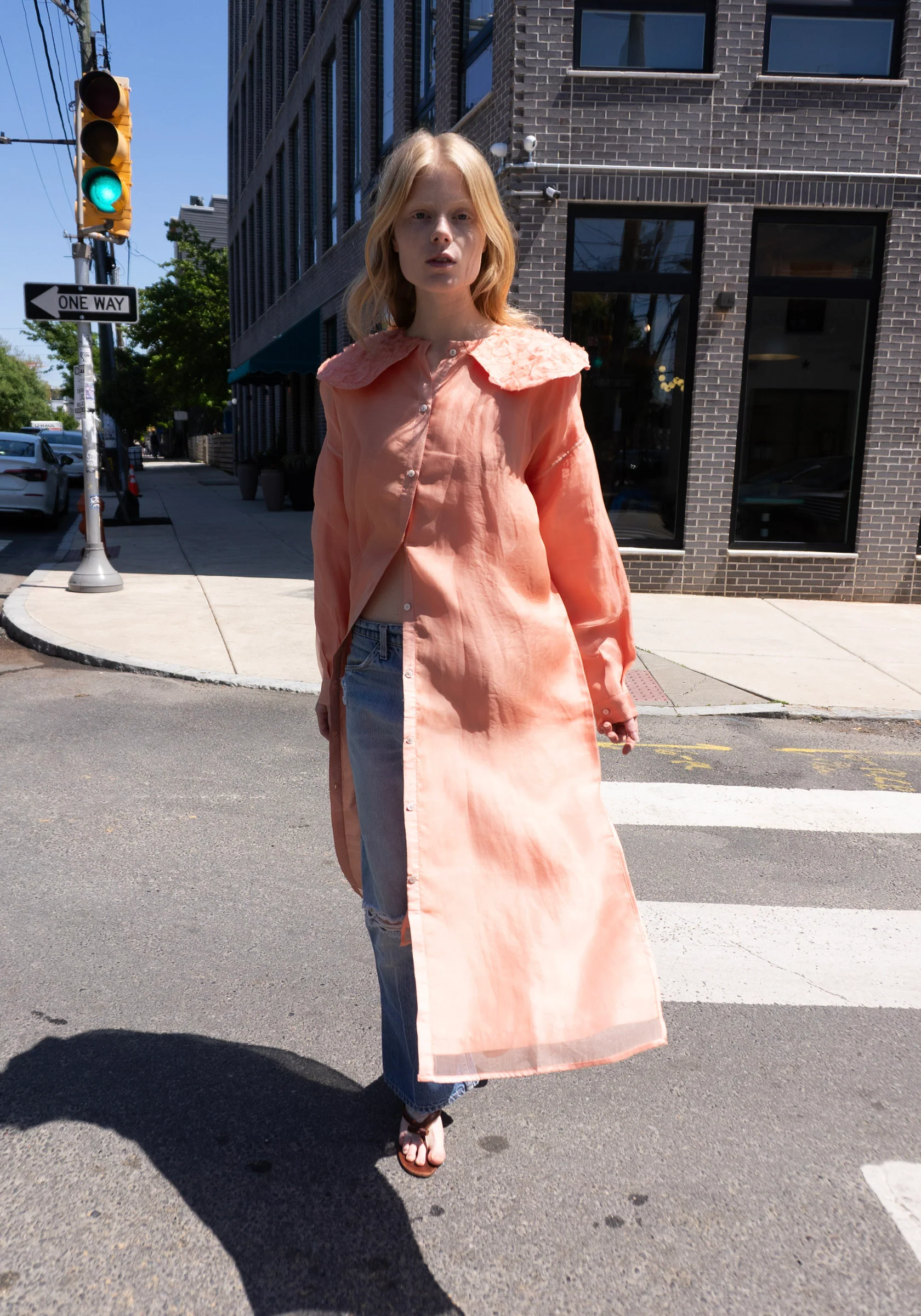 Embroidery Collar Dress in Coral - Image 5