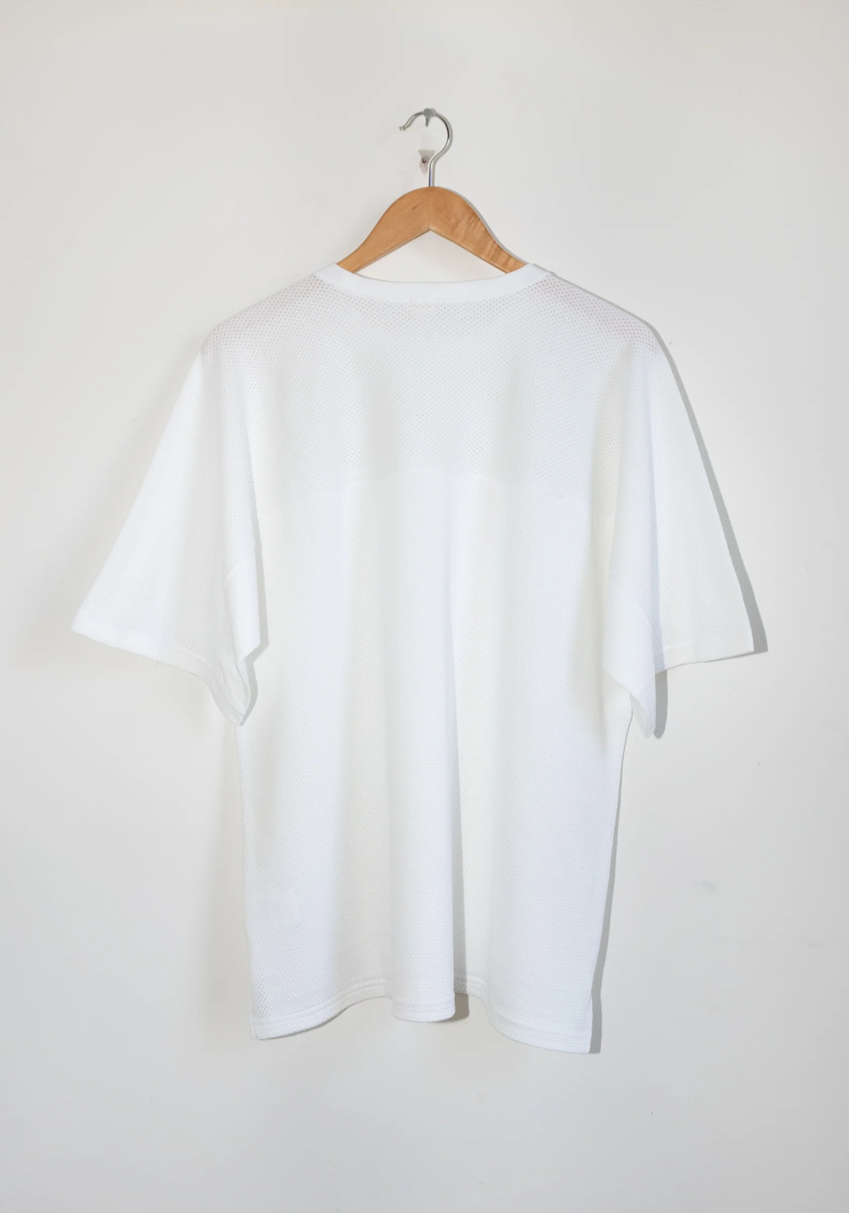 Cotton Mesh Football Tee in Off White - Image 10