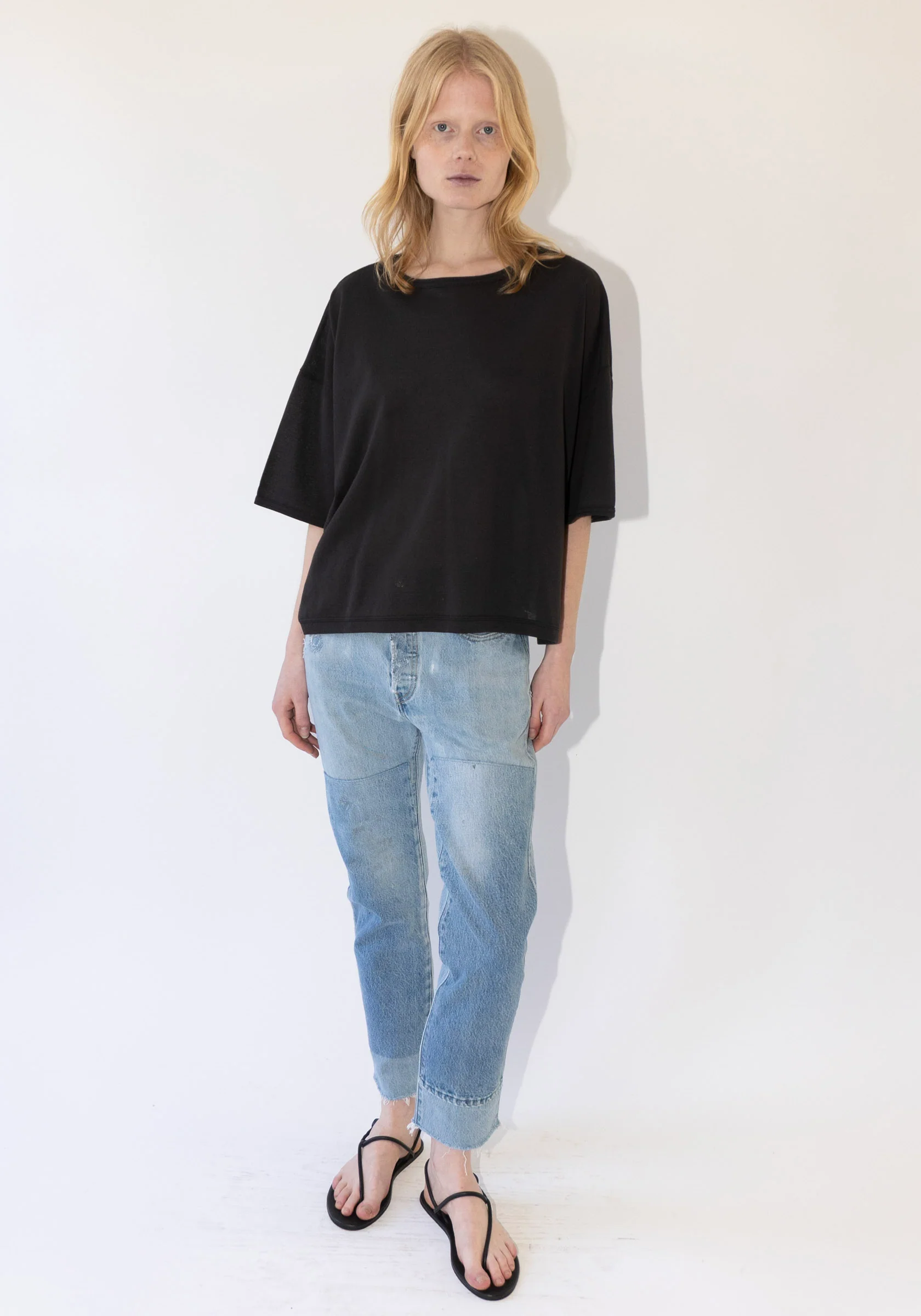 Sheer Cropped Tee in Charcoal - Image 6
