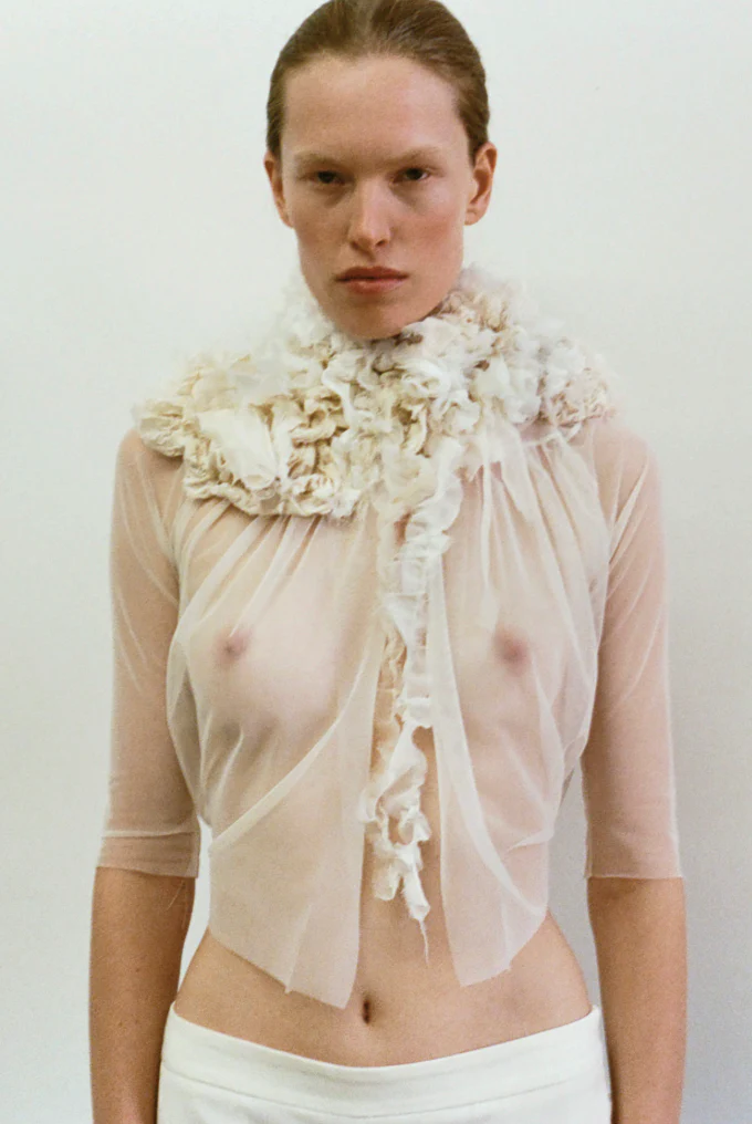 Embroidery Top in Natural White - Image 5