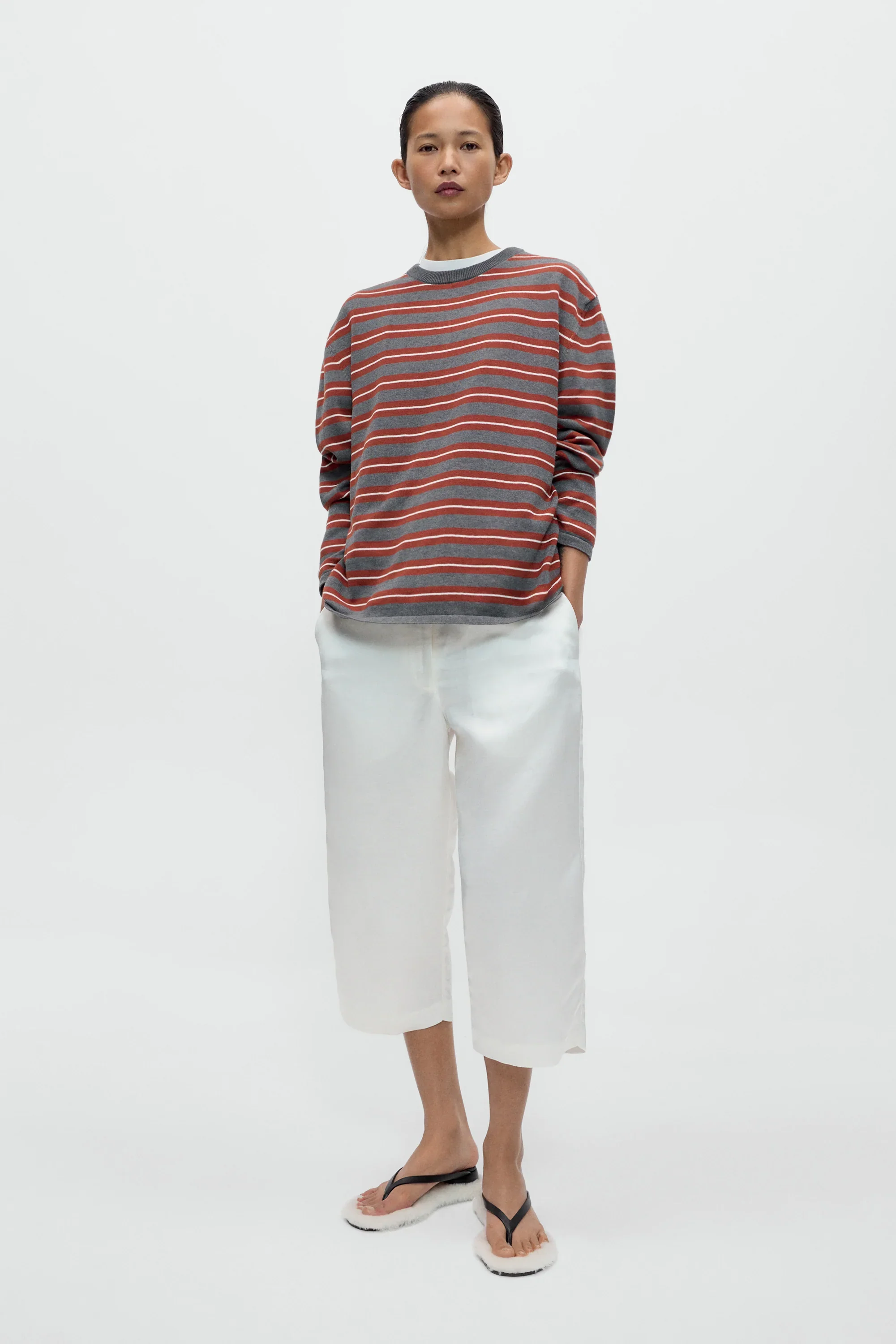 Organic Cotton Striped Long Sleeve in Brown Stripe - Image 3