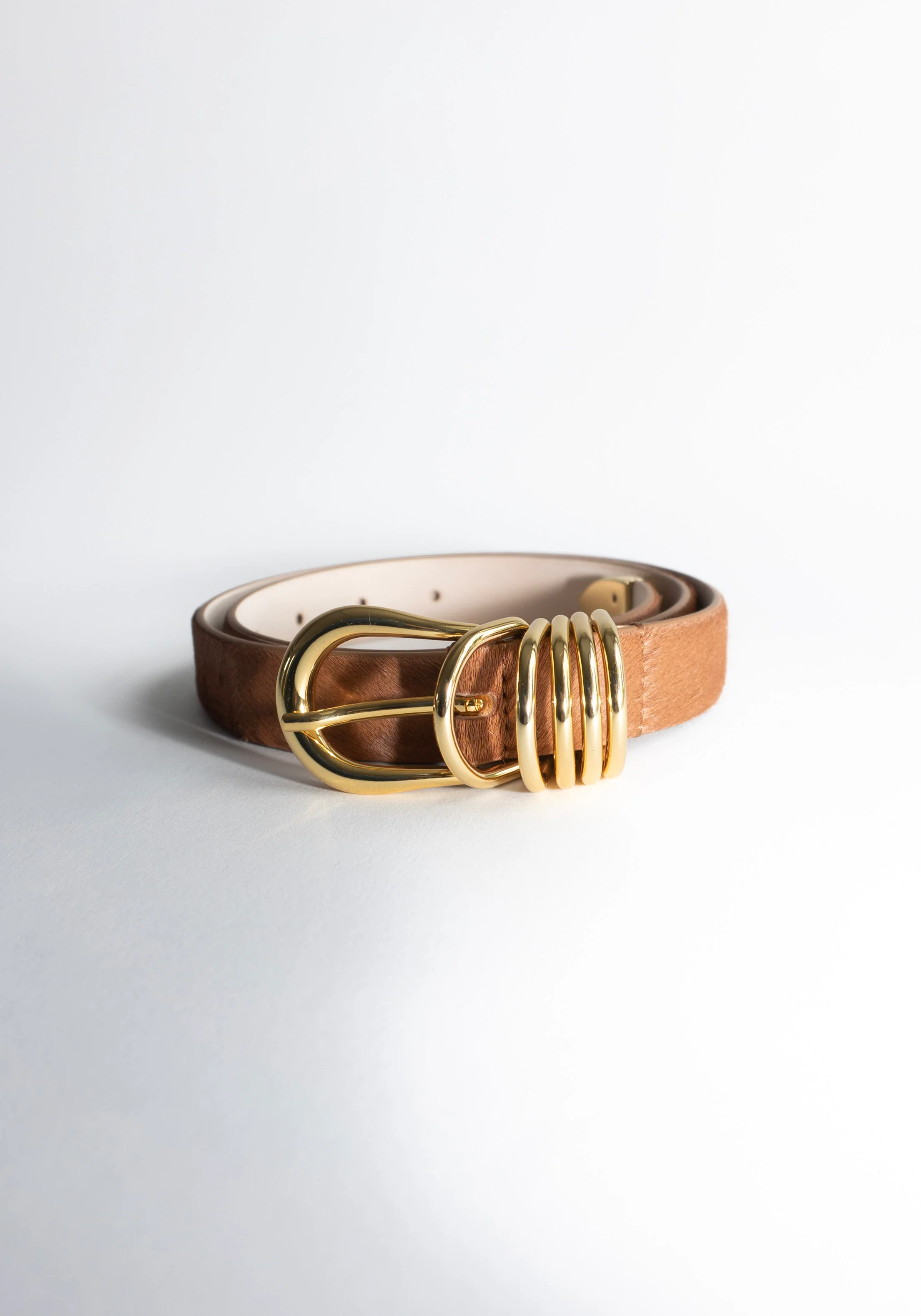 Hollyhock Cavallino Belt in Camel Pony with Gold - Image 3