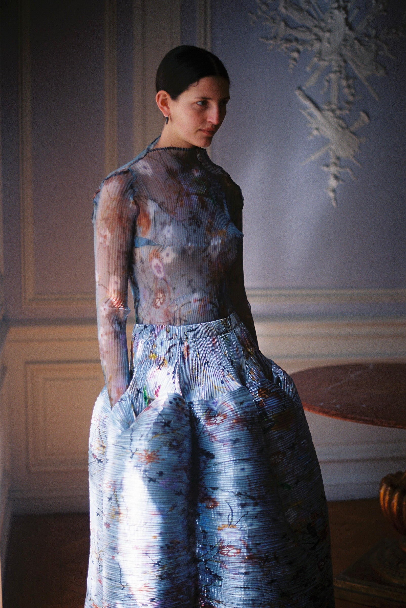 Lee Pleated Top in Transparent Frances - Image 16