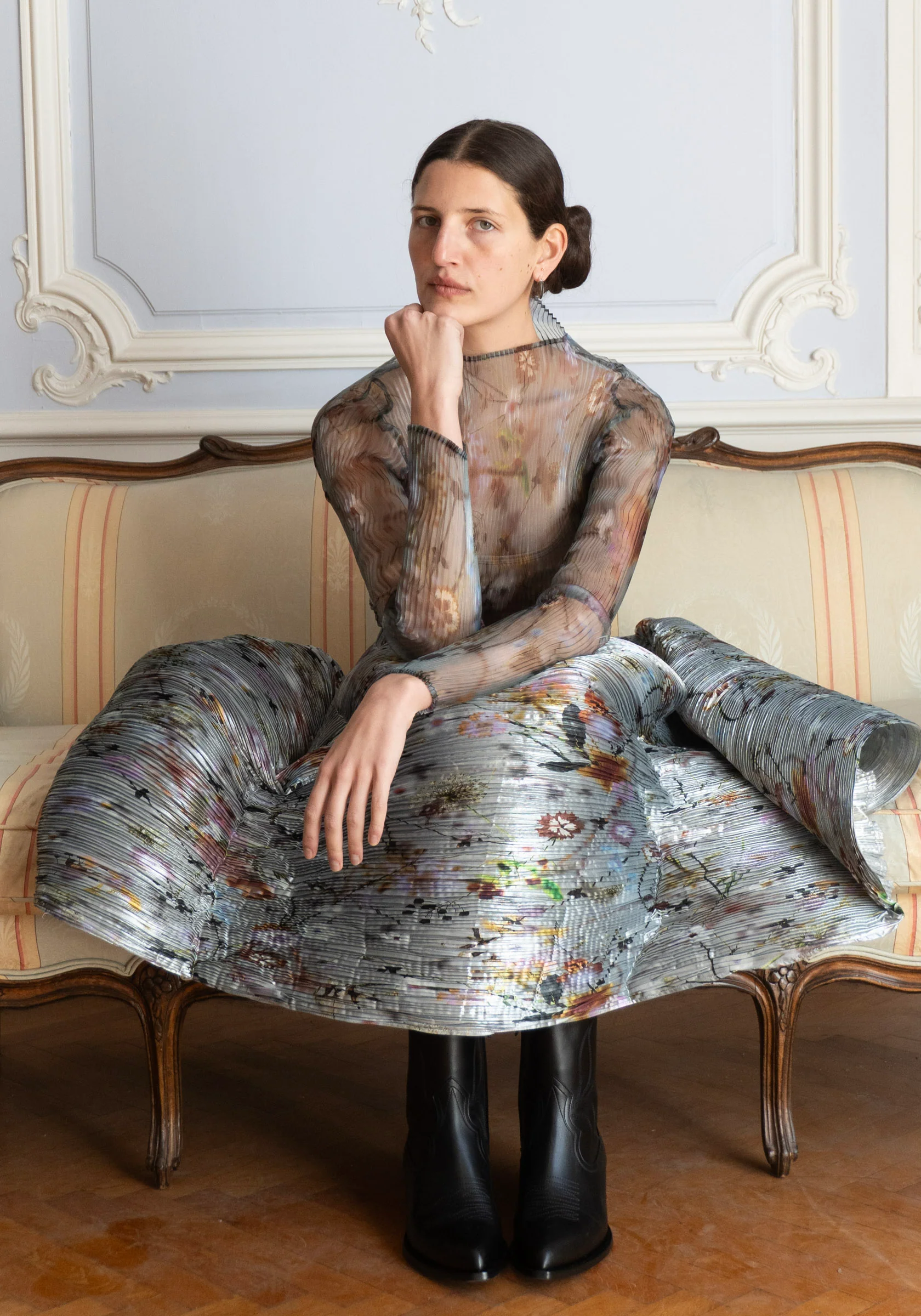 Lee Pleated Top in Transparent Frances - Image 3