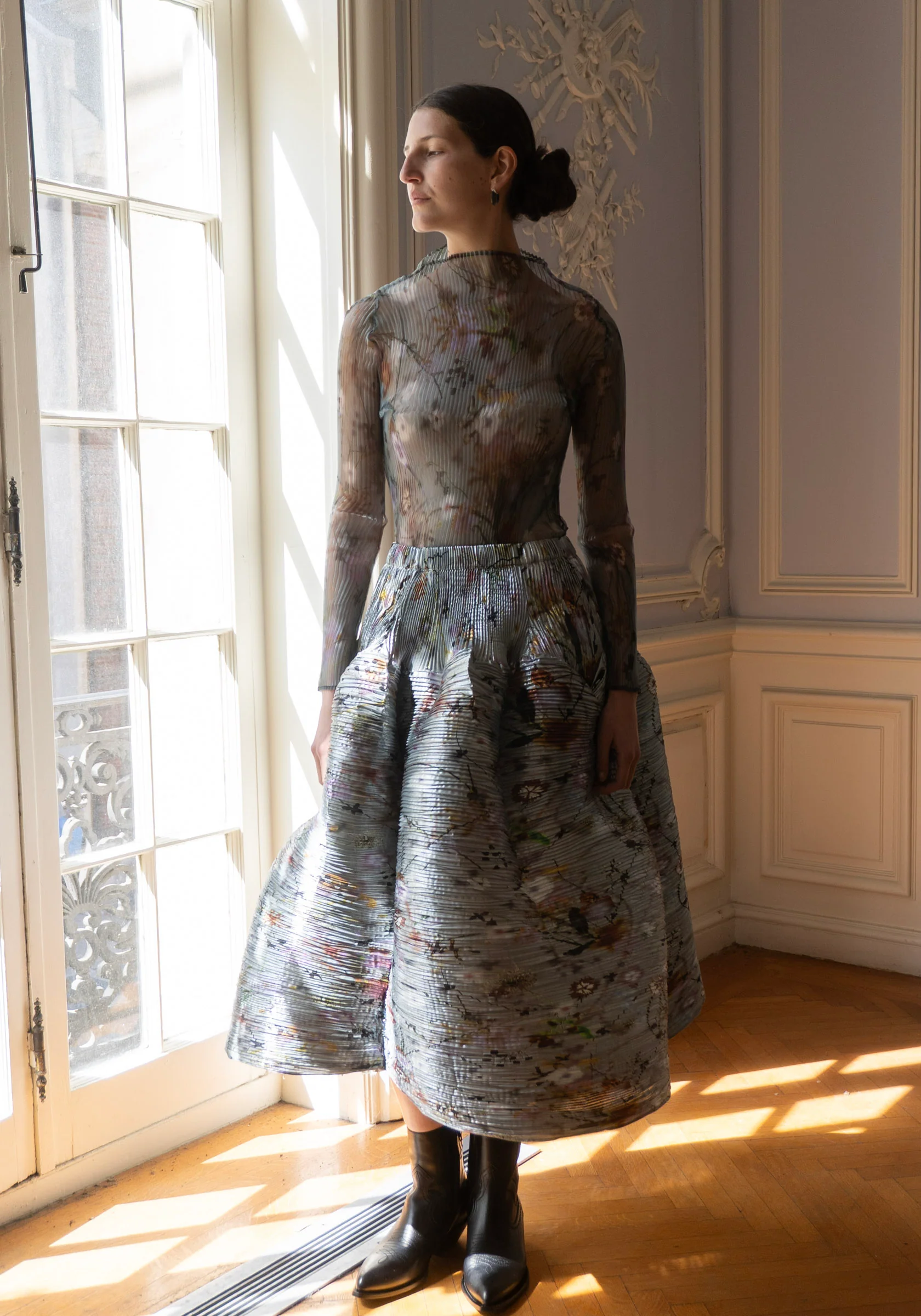 Lee Pleated Top in Transparent Frances - Image 7