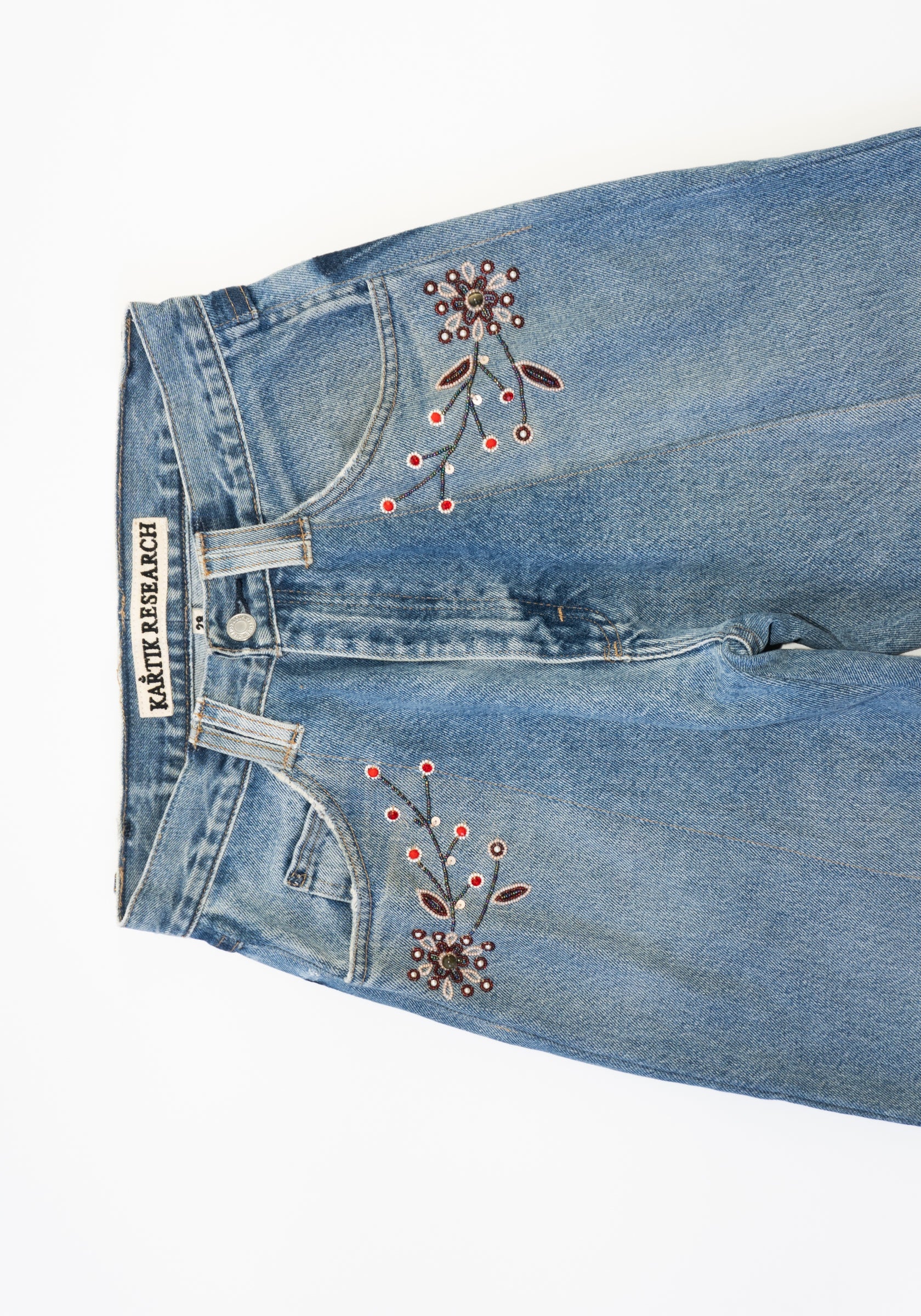 Hand Embroidered Kasauli Jeans in Indigo - Image 11