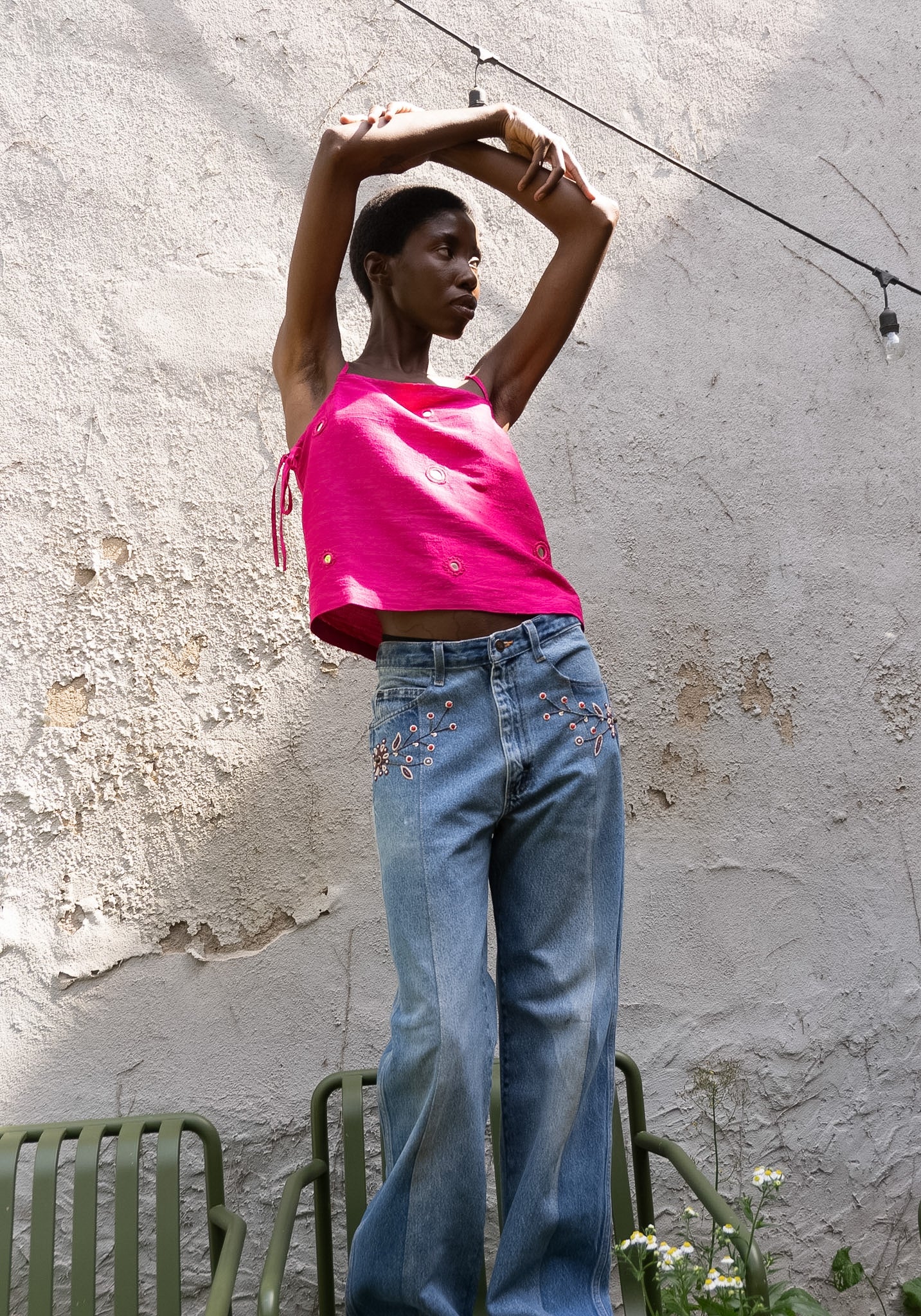 Hand Embroidered Kasauli Jeans in Indigo - Image 16