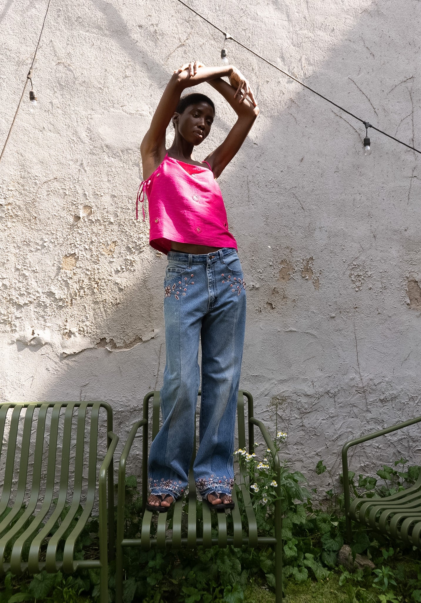 Hand Embroidered Kasauli Jeans in Indigo - Image 17