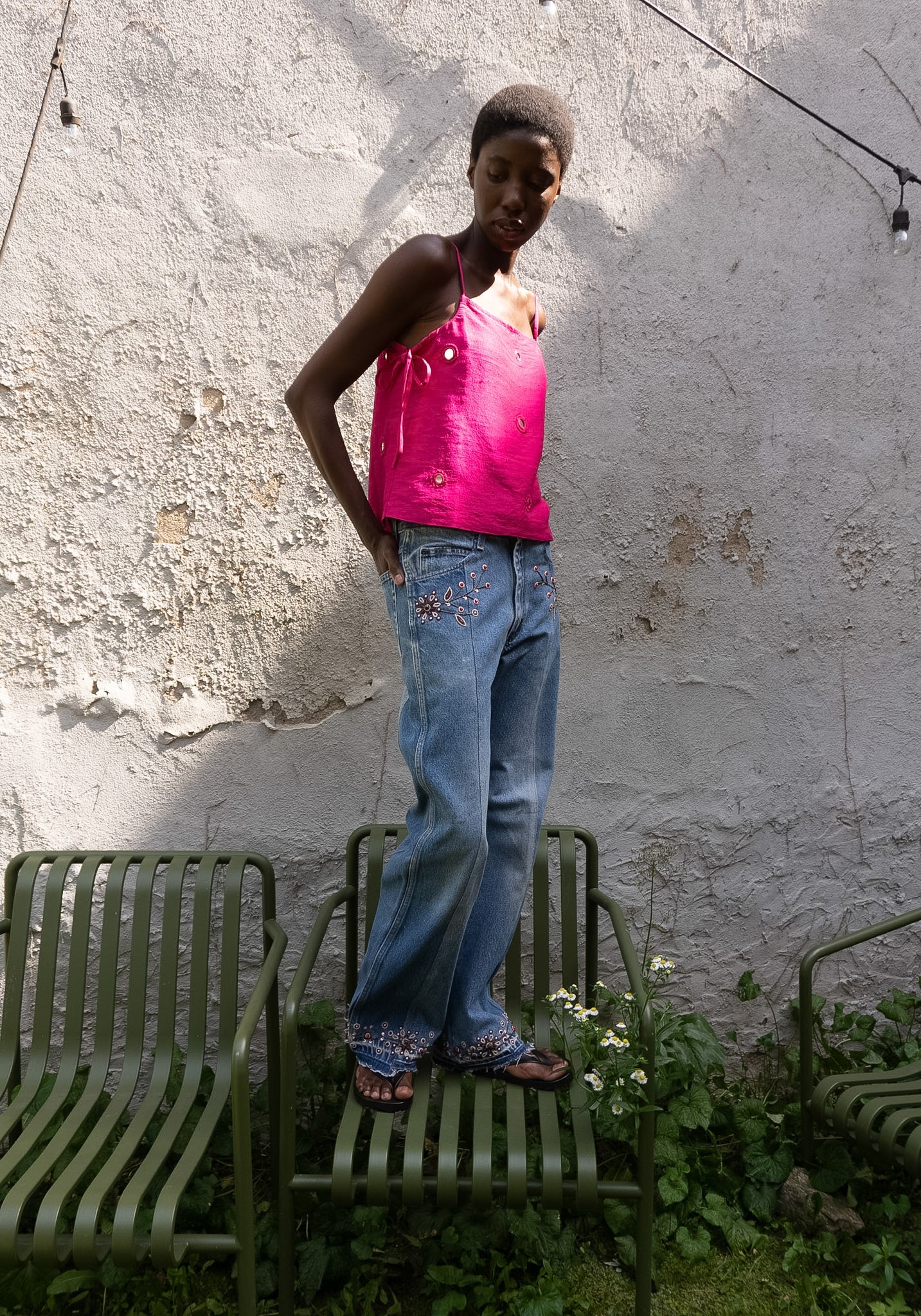 Hand Embroidered Kasauli Jeans in Indigo - Image 23