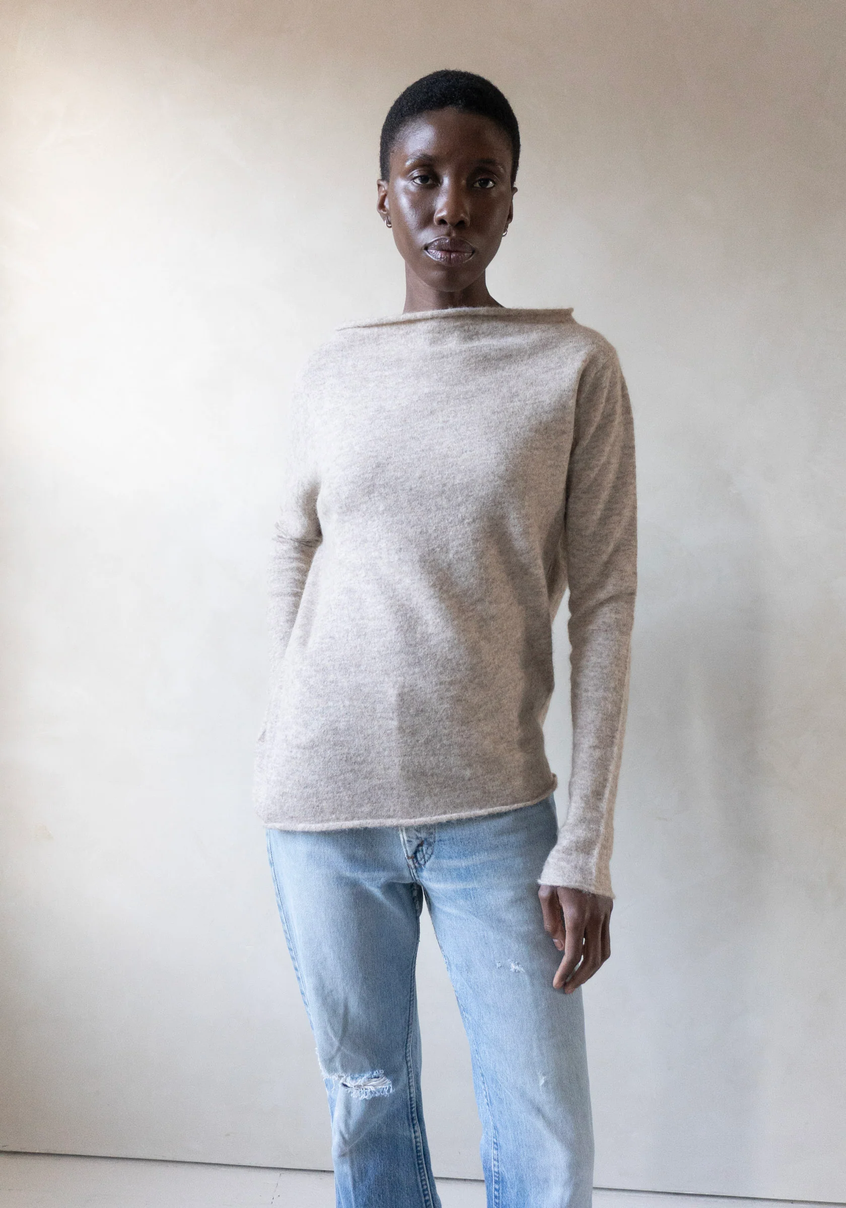 Askew Boatneck Sweater in Oatmeal - Image 3