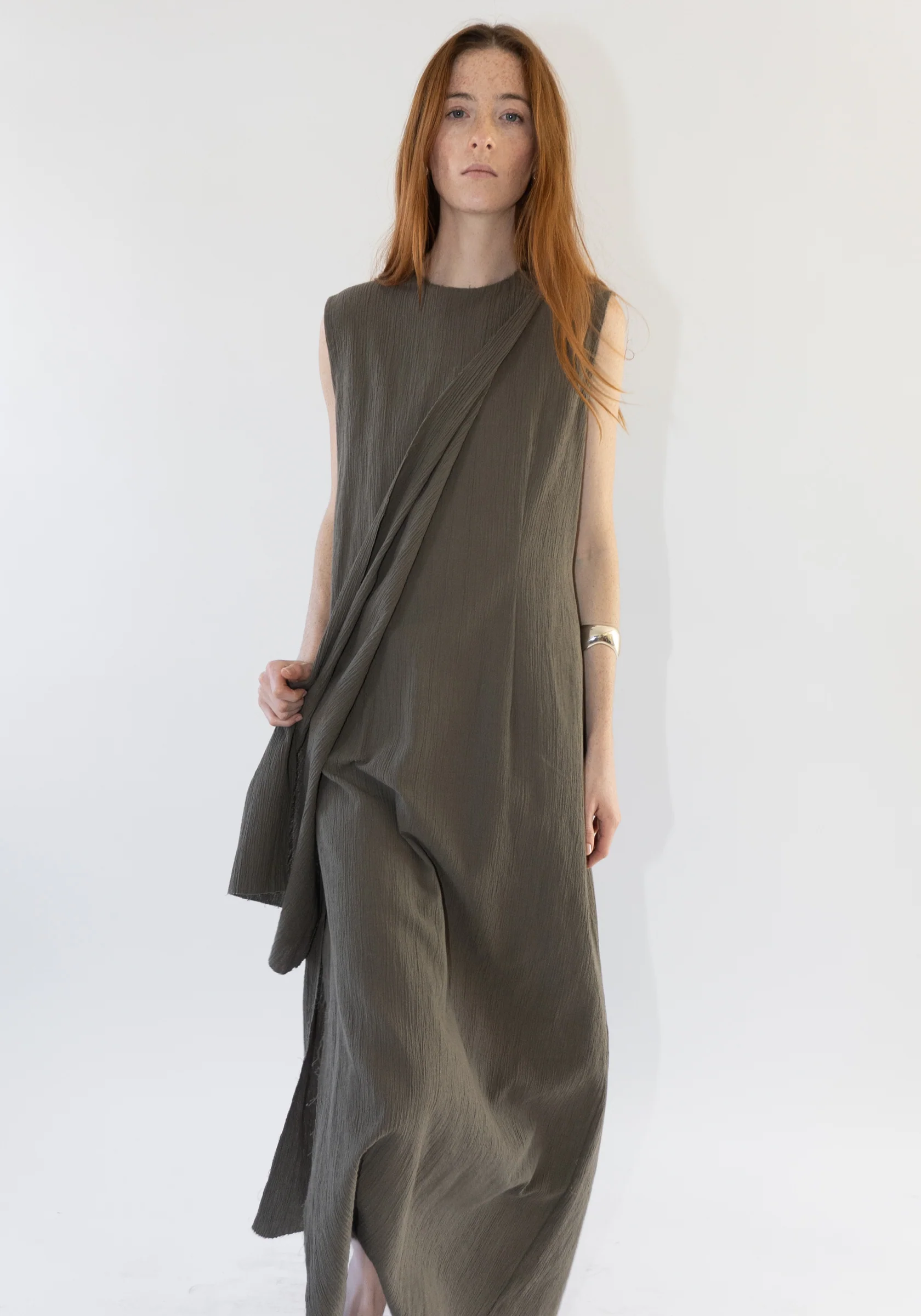 Raw Layer Dress in Clay - Image 9