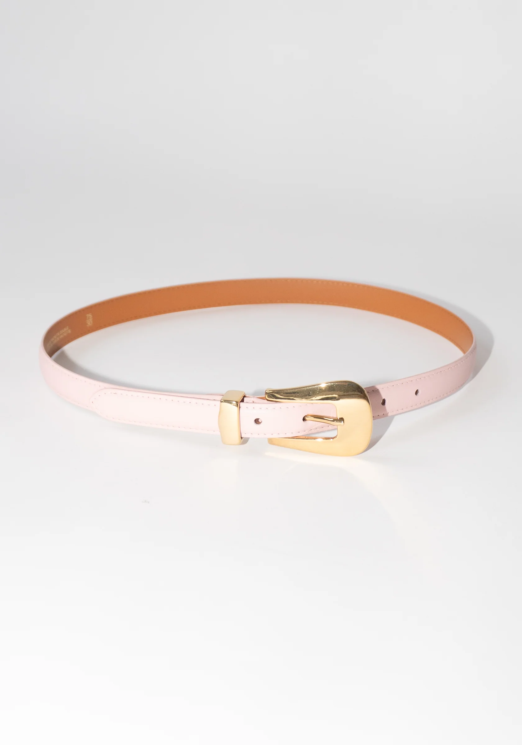 Enora Leather Brass Buckle Belt in Pink - Image 6