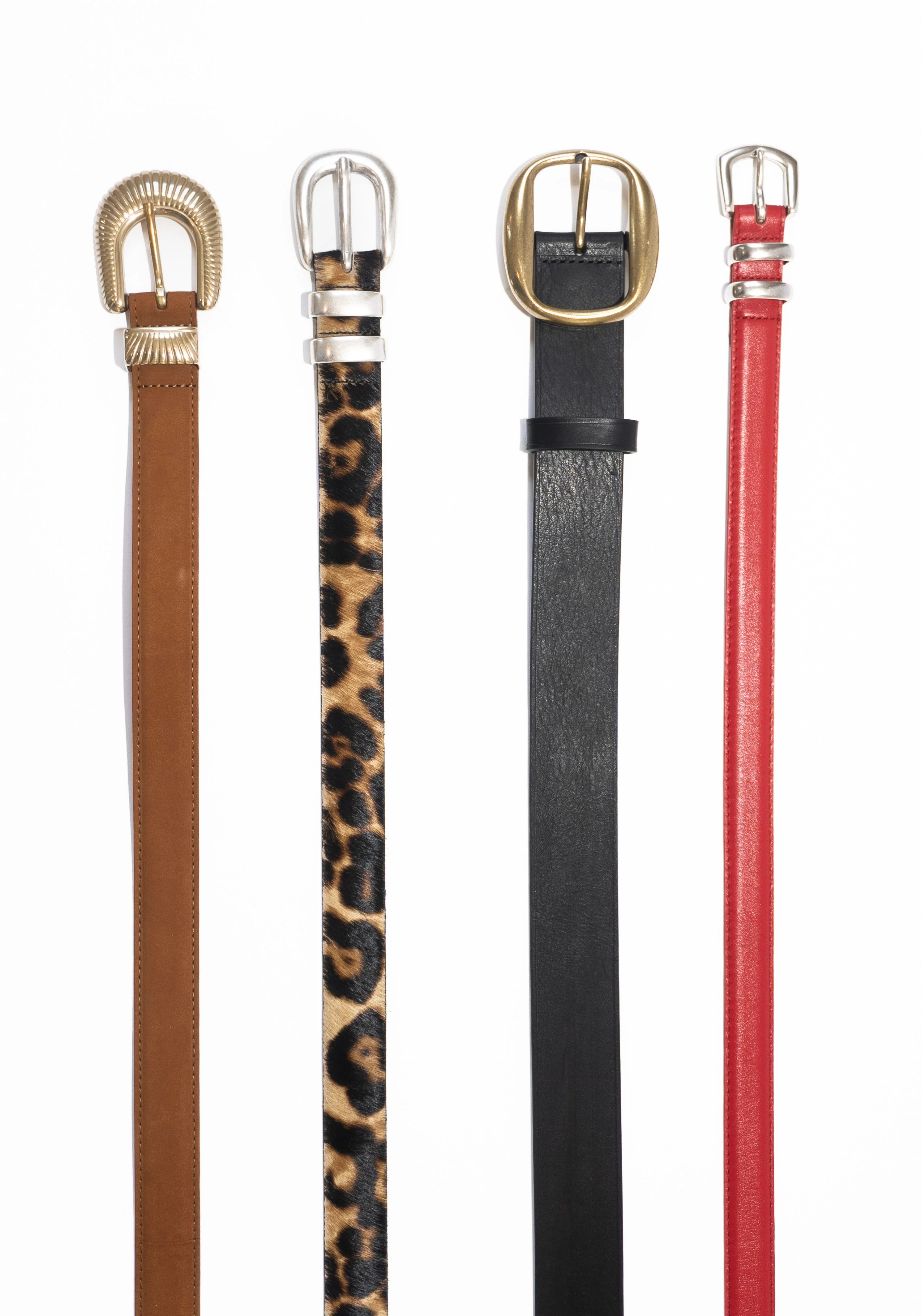 Skinny Leather Belt in Gooseberry with Silver Buckle - Image 5