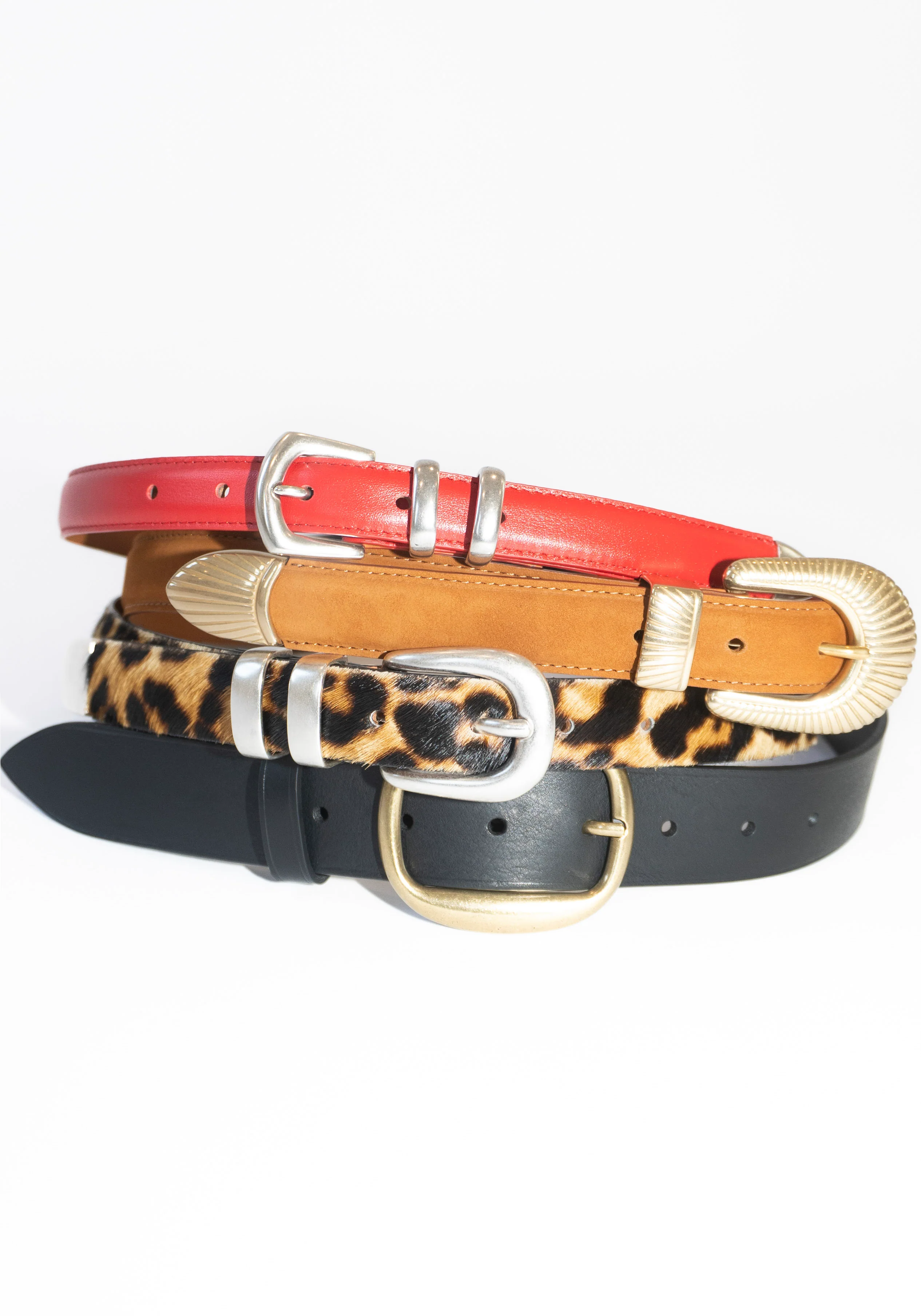Skinny Leather Belt in Gooseberry with Silver Buckle - Image 6