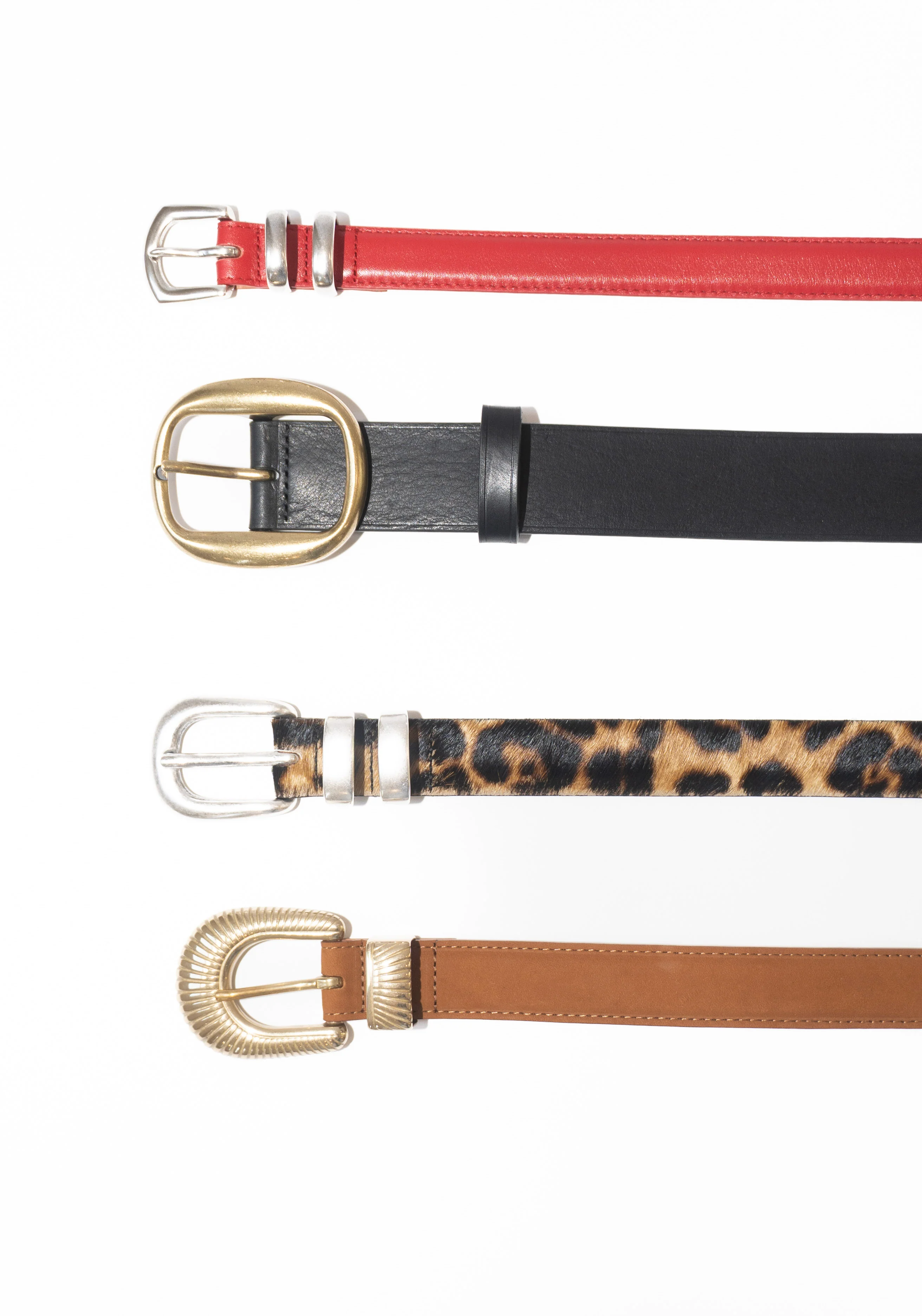 Skinny Leather Belt in Gooseberry with Silver Buckle - Image 7