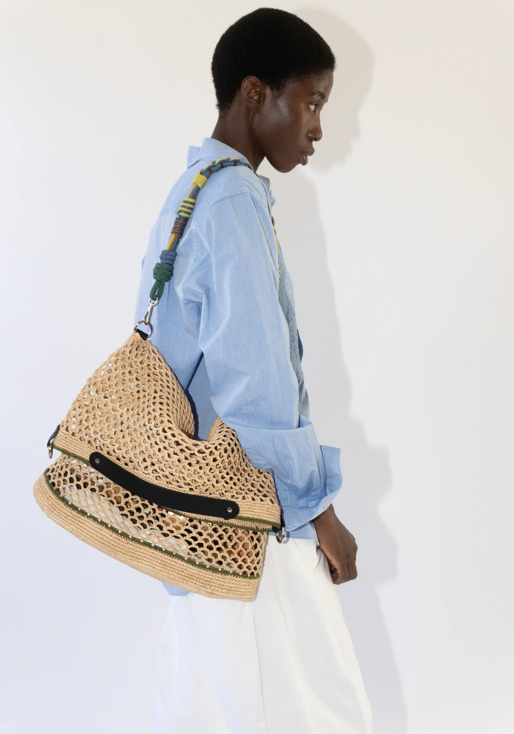 Colin Bag in Natural and Green with Alice Strap - Image 4