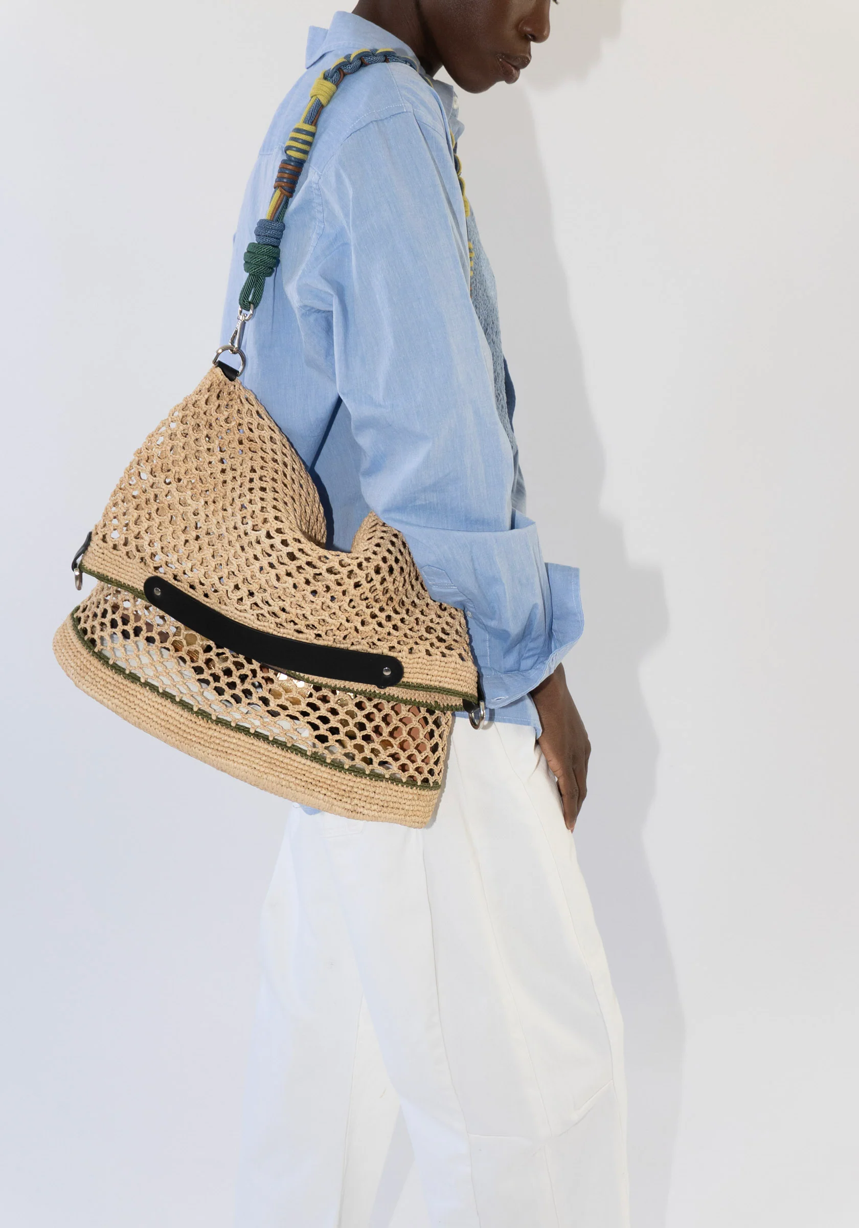 Colin Bag in Natural and Green with Alice Strap - Image 5