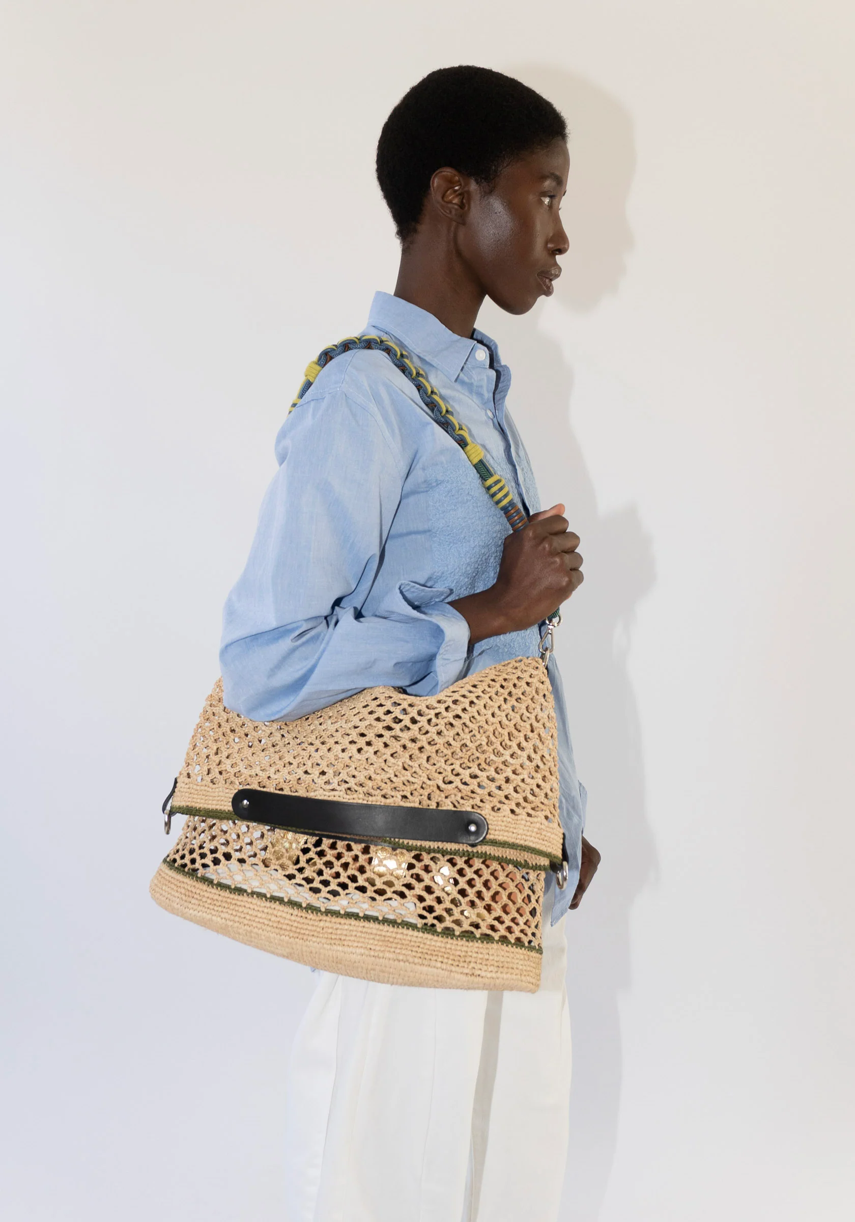 Colin Bag in Natural and Green with Alice Strap - Image 6