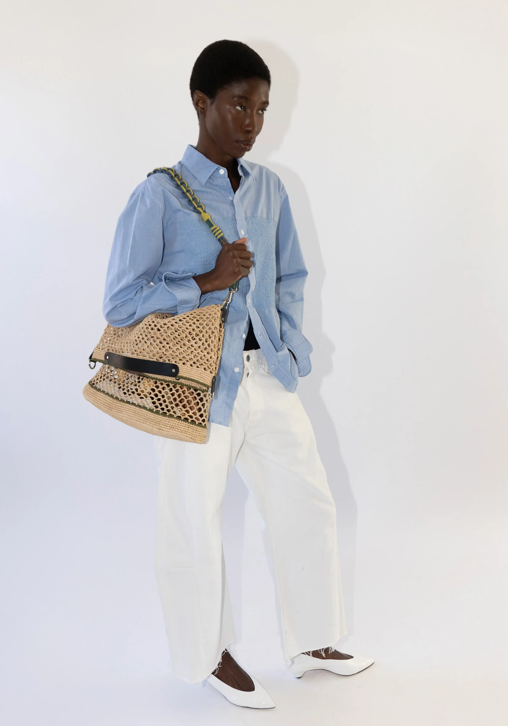 Colin Bag in Natural and Green with Alice Strap - Image 7