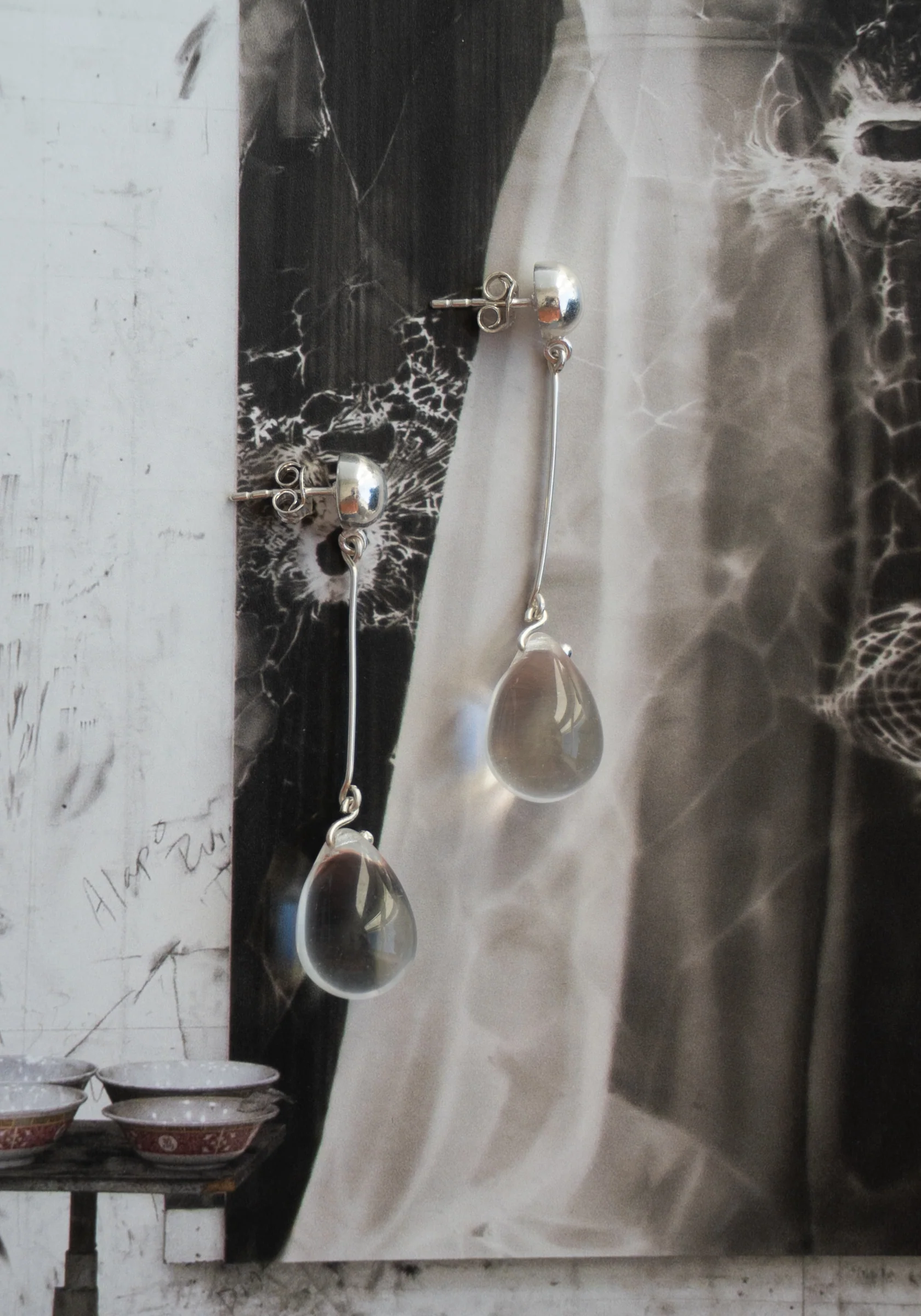 Long Gota Earrings in Clear - Image 7