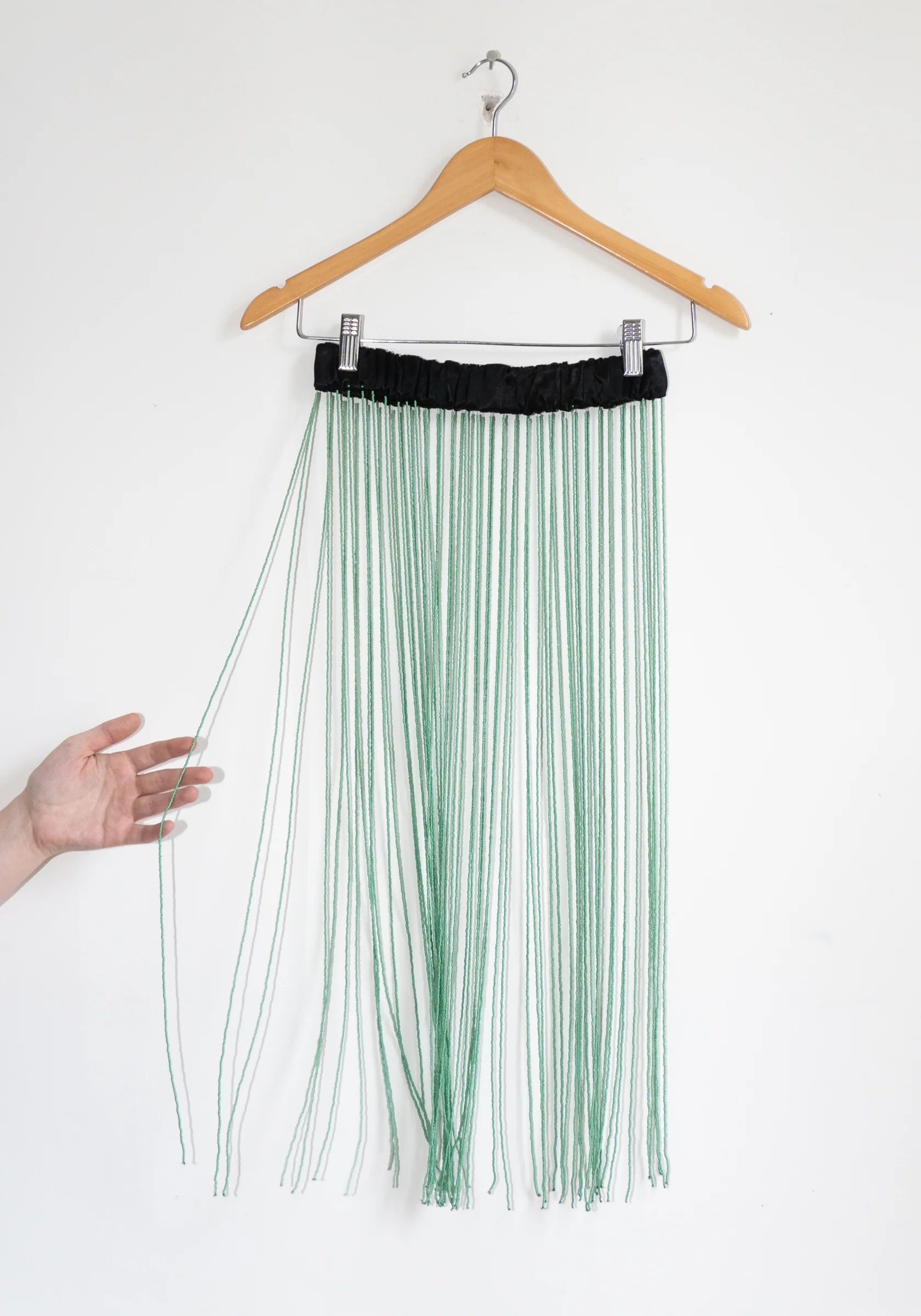 Beaded Fringe Belt Skirt in Turquoise and Black