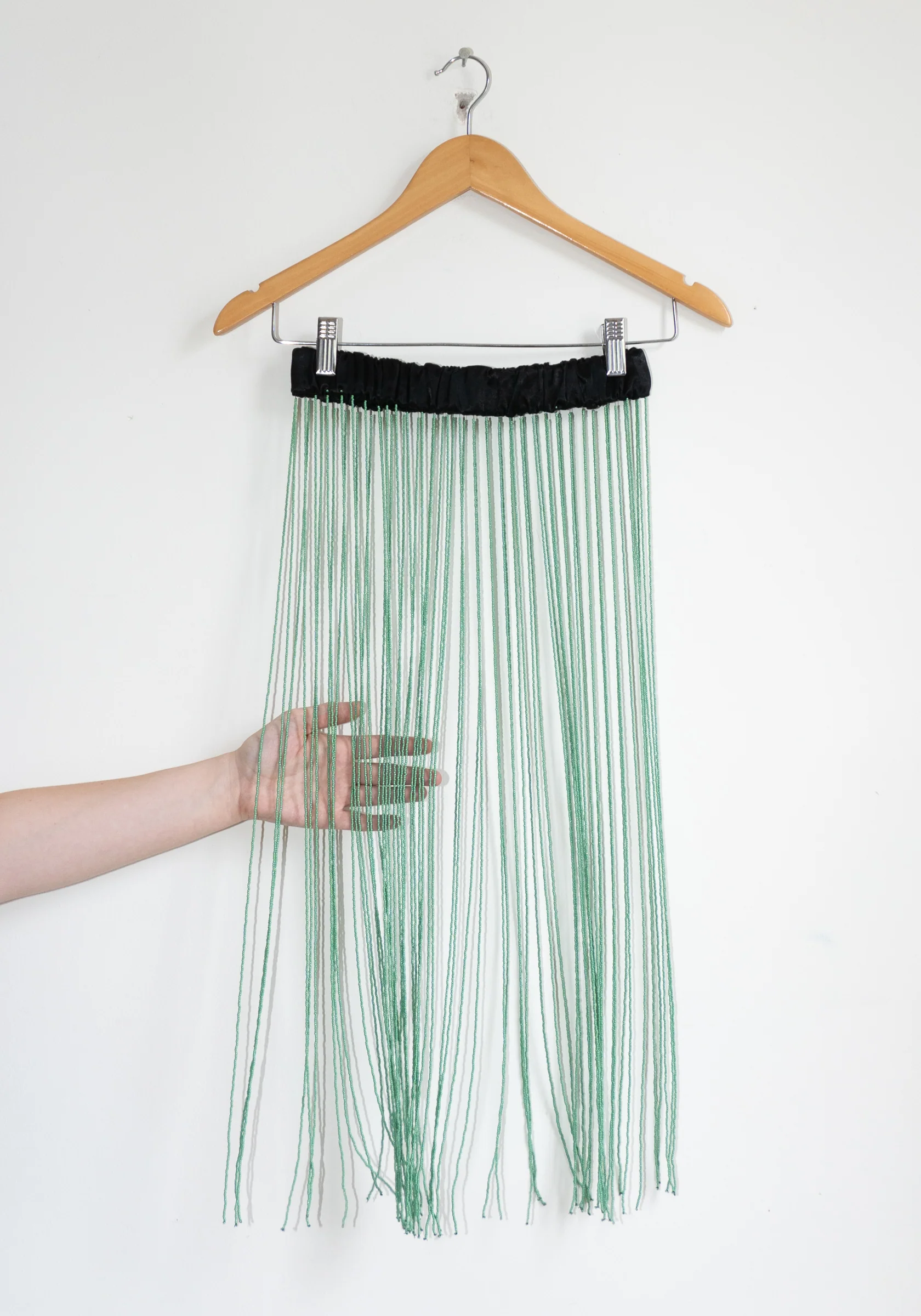 Beaded Fringe Belt Skirt in Turquoise and Black - Image 2