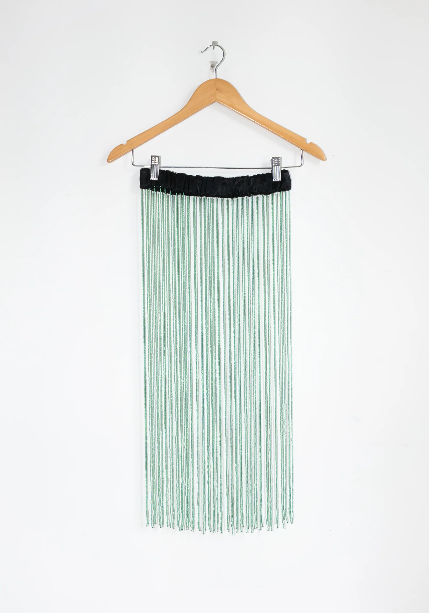 Beaded Fringe Belt Skirt in Turquoise and Black - Image 3