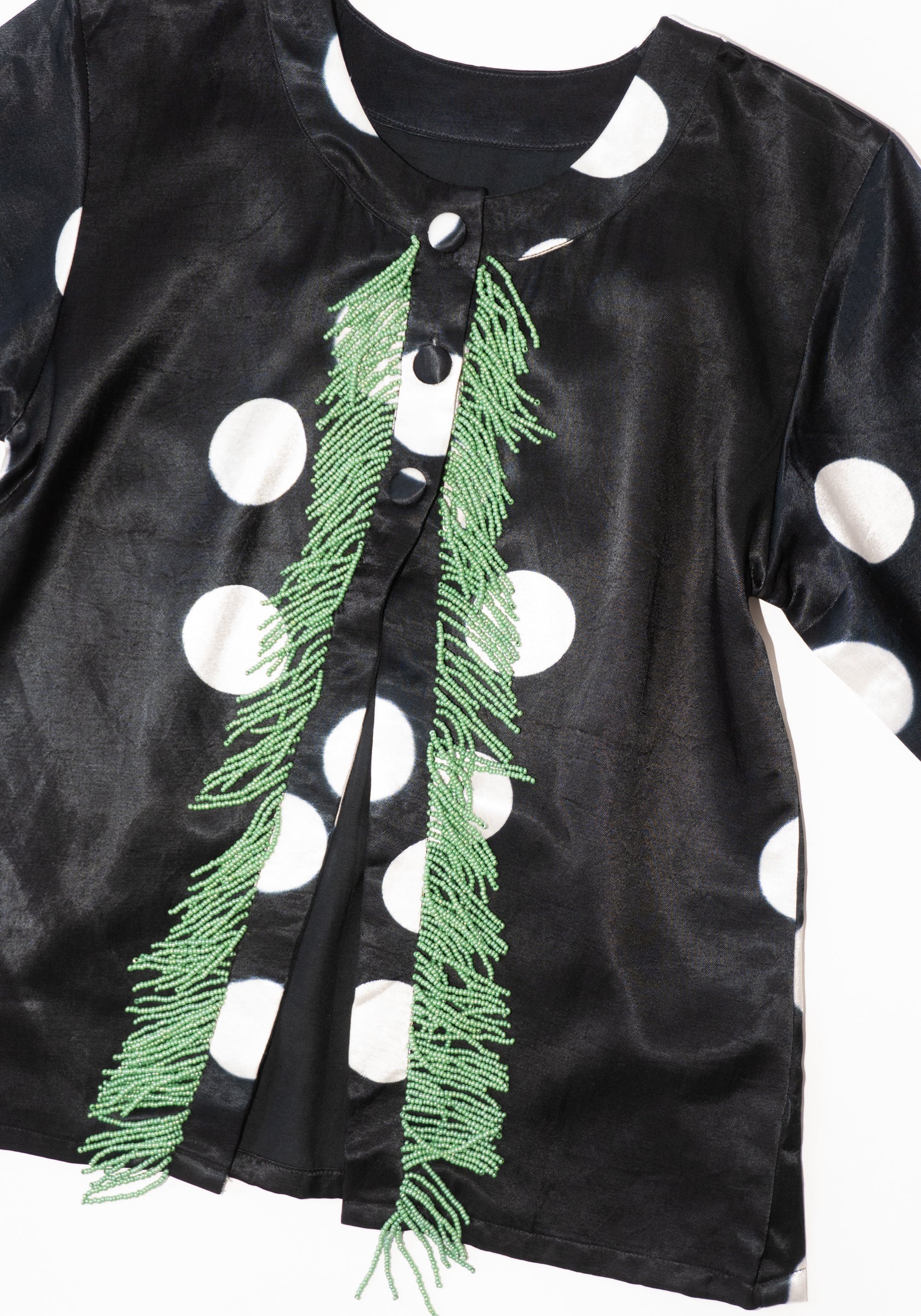 Beaded Fringe Moon Dye Cardigan in Black - Image 11
