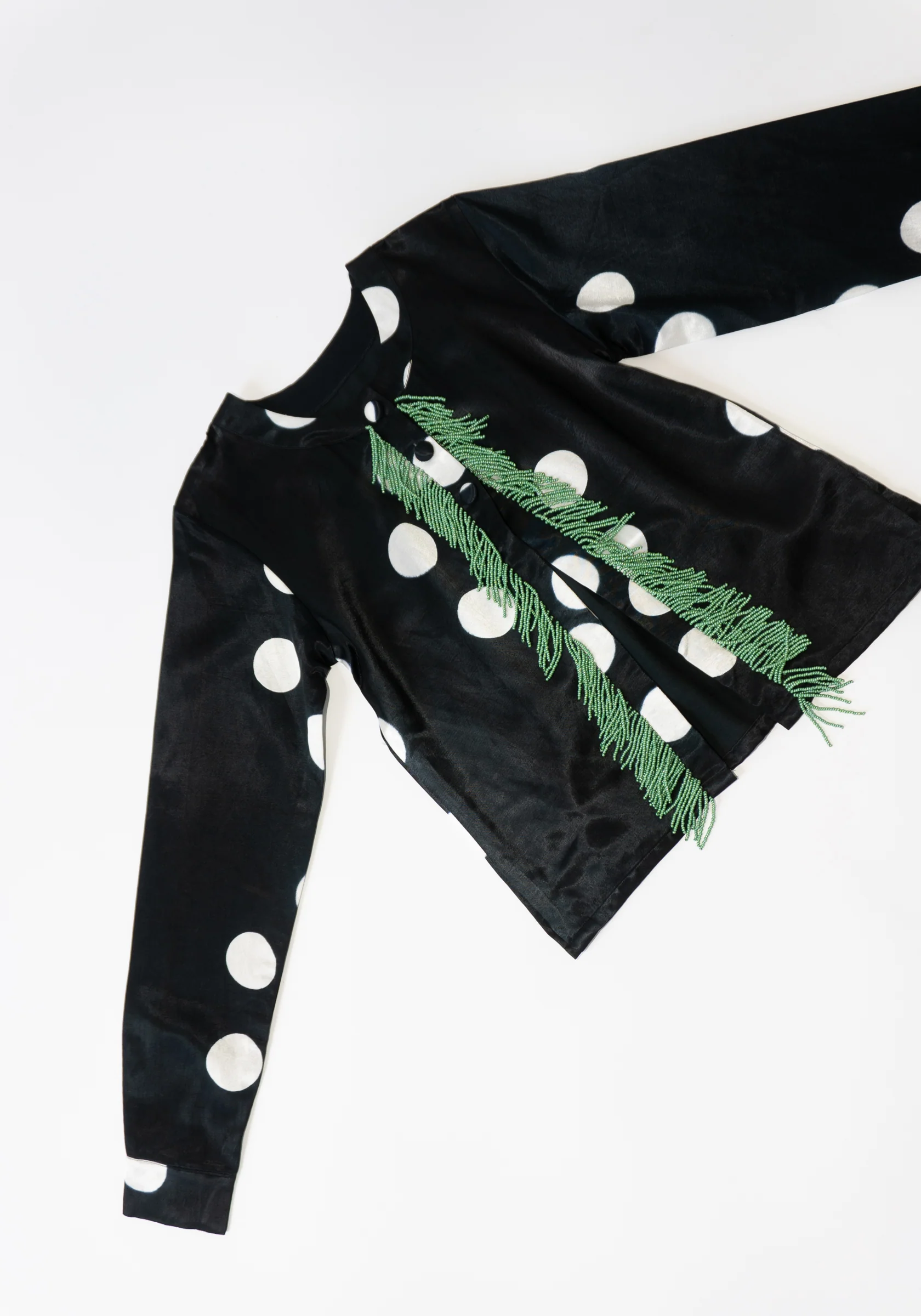 Beaded Fringe Moon Dye Cardigan in Black - Image 13