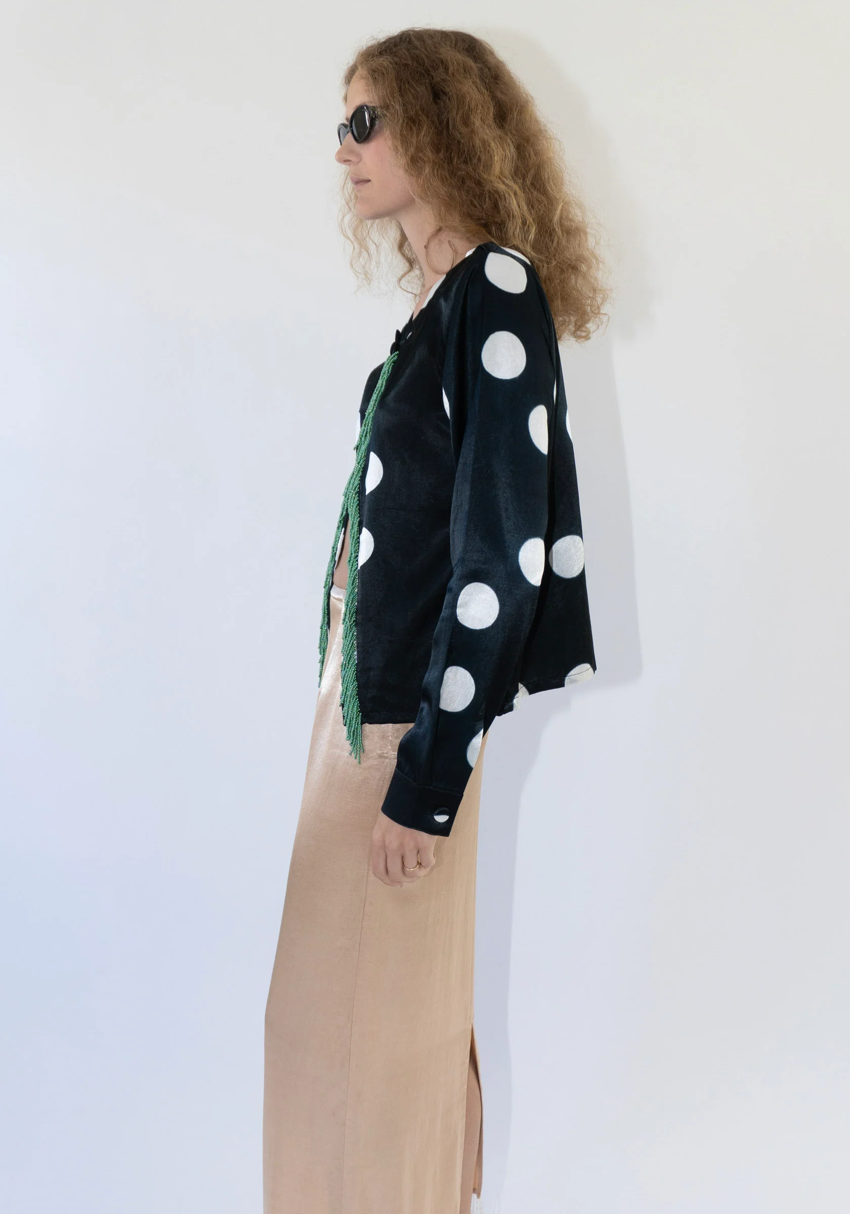 Beaded Fringe Moon Dye Cardigan in Black - Image 3