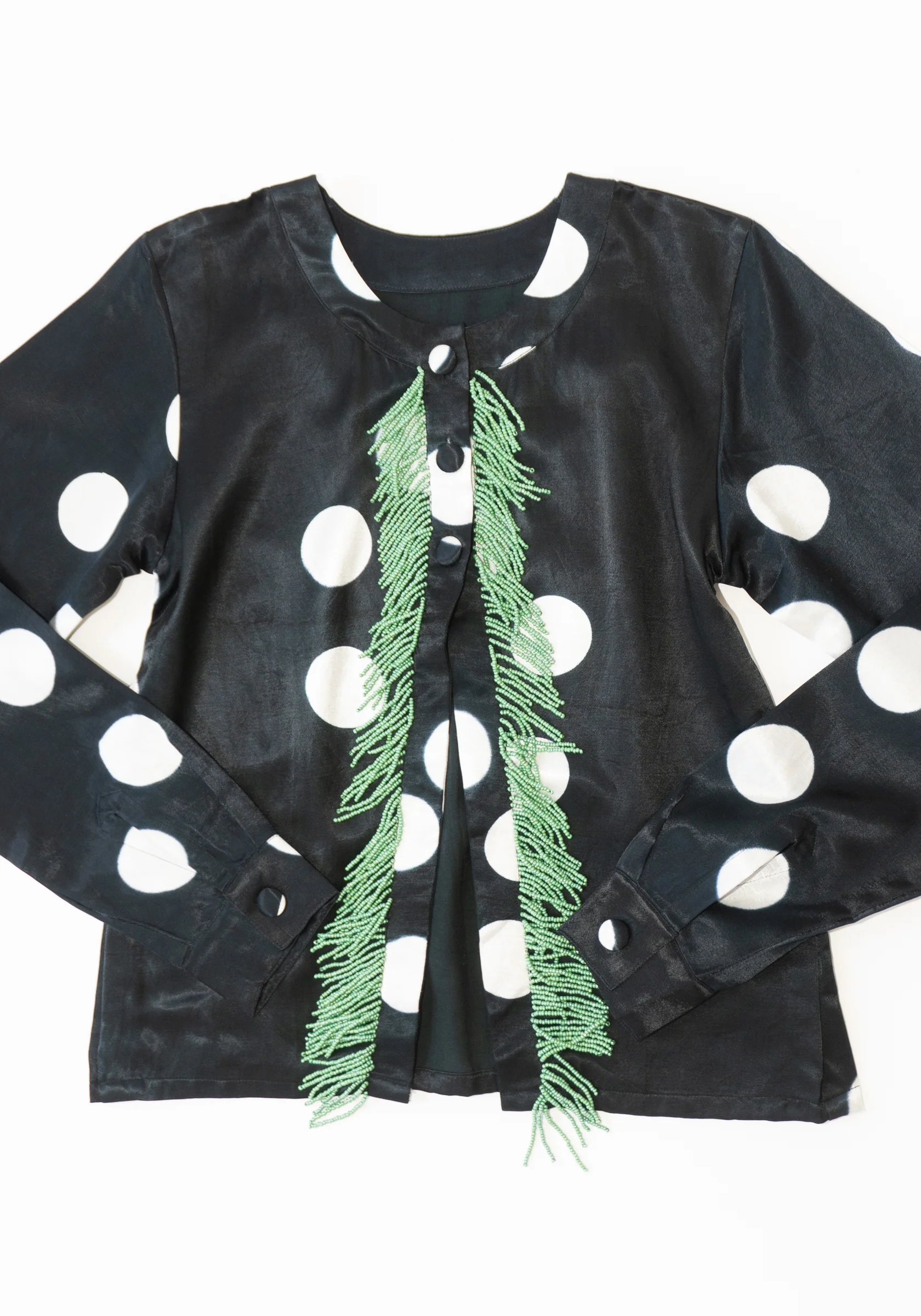 Beaded Fringe Moon Dye Cardigan in Black - Image 5