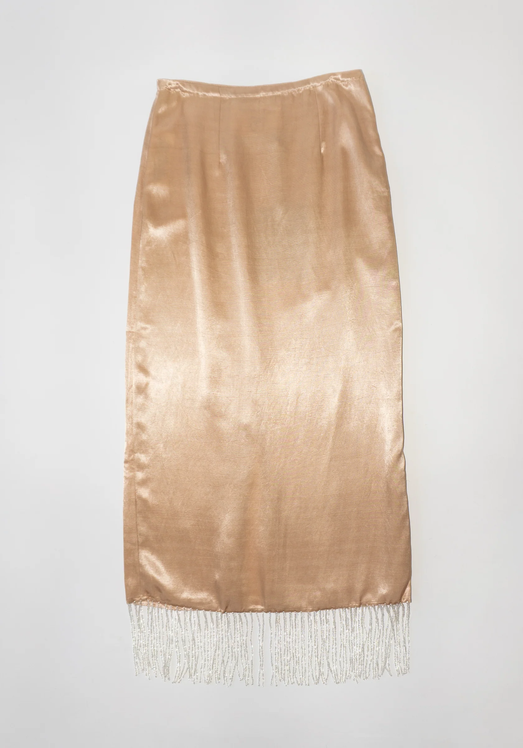 Beaded Fringe Slip Skirt in Sand - Image 11
