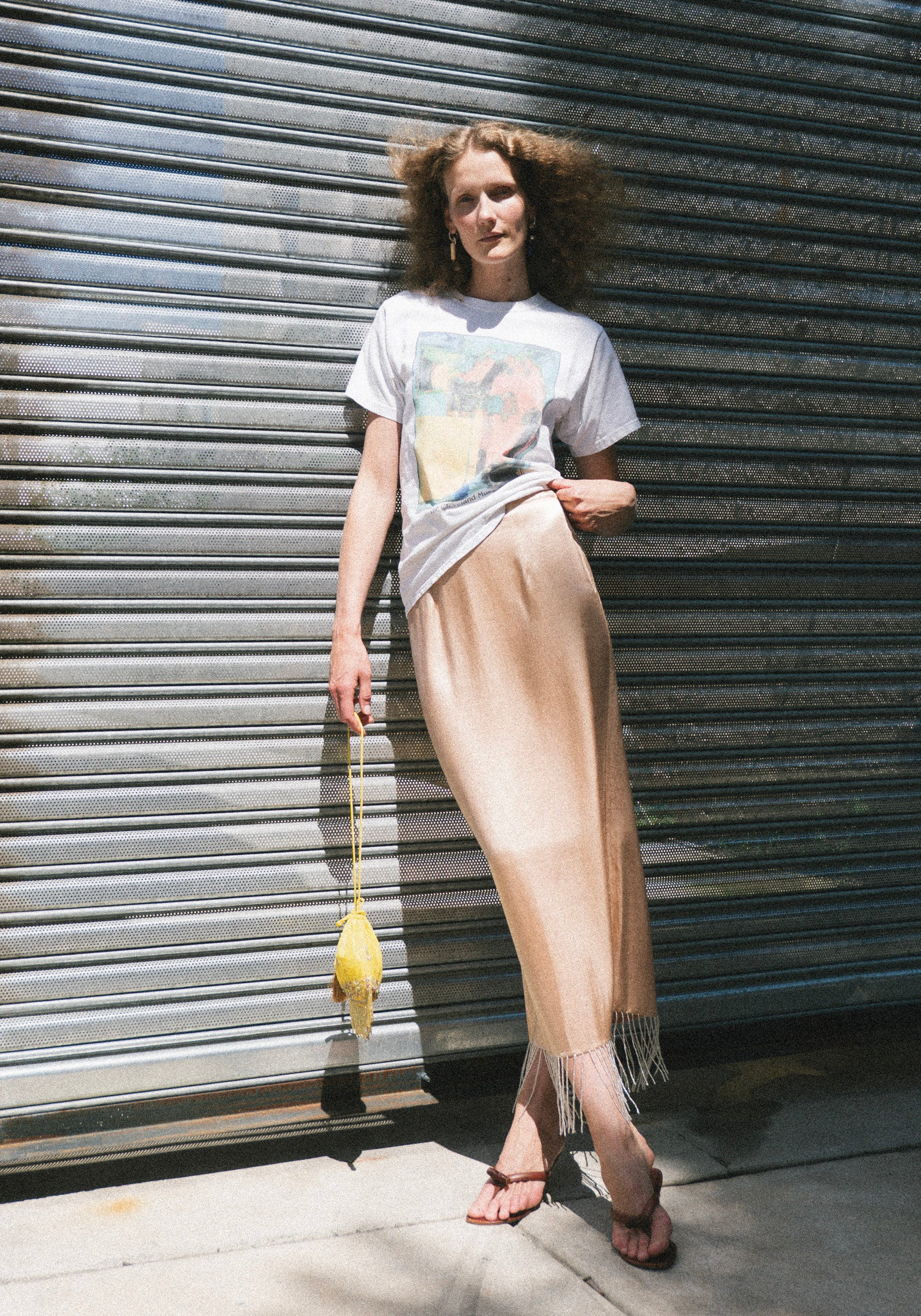 Beaded Fringe Slip Skirt in Sand - Image 12