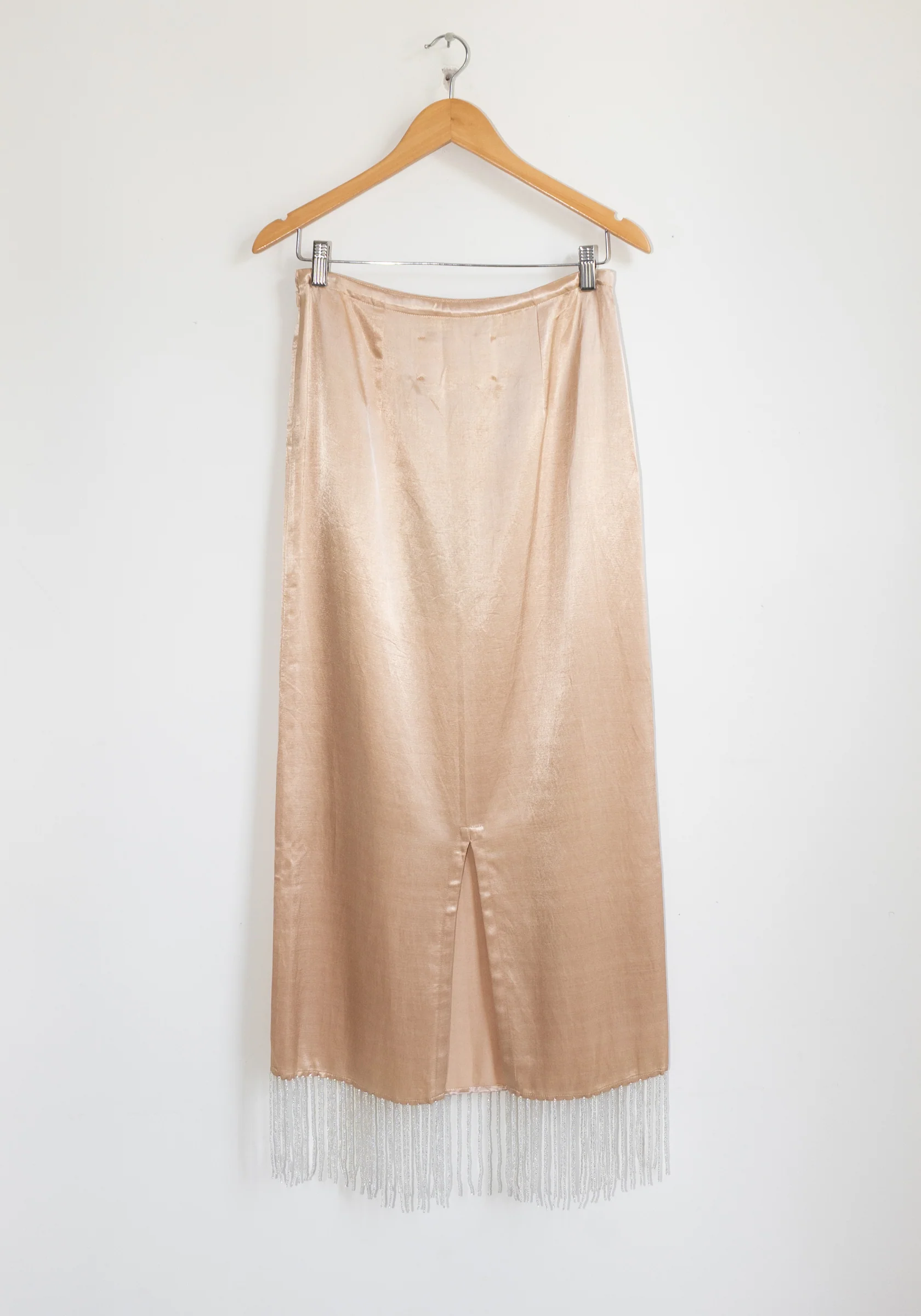 Beaded Fringe Slip Skirt in Sand - Image 5