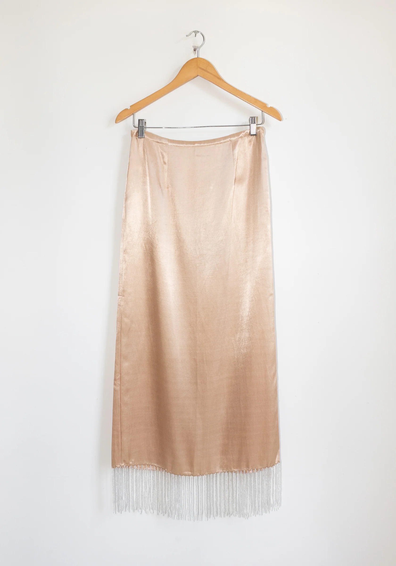 Beaded Fringe Slip Skirt in Sand - Image 6