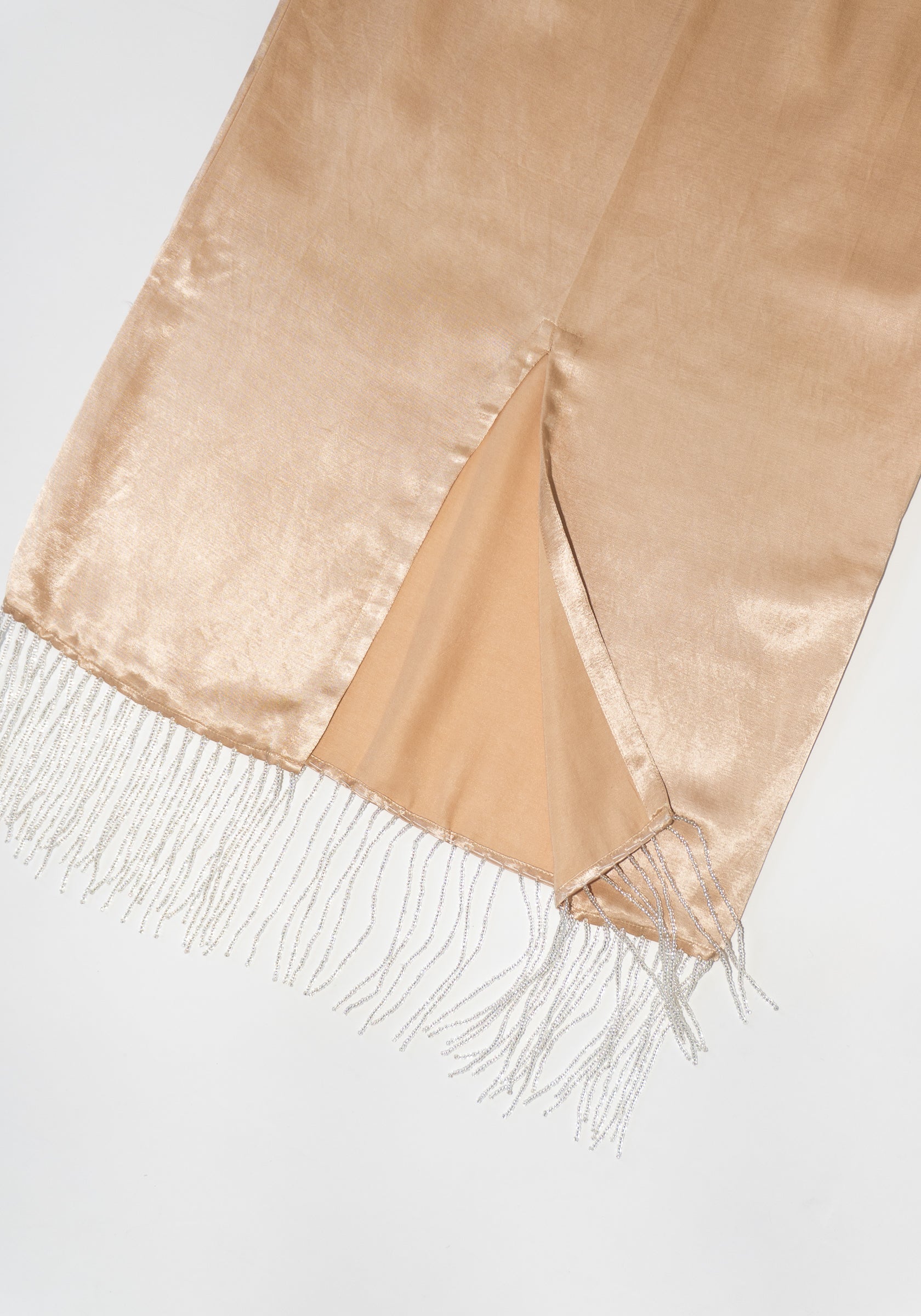 Beaded Fringe Slip Skirt in Sand - Image 7