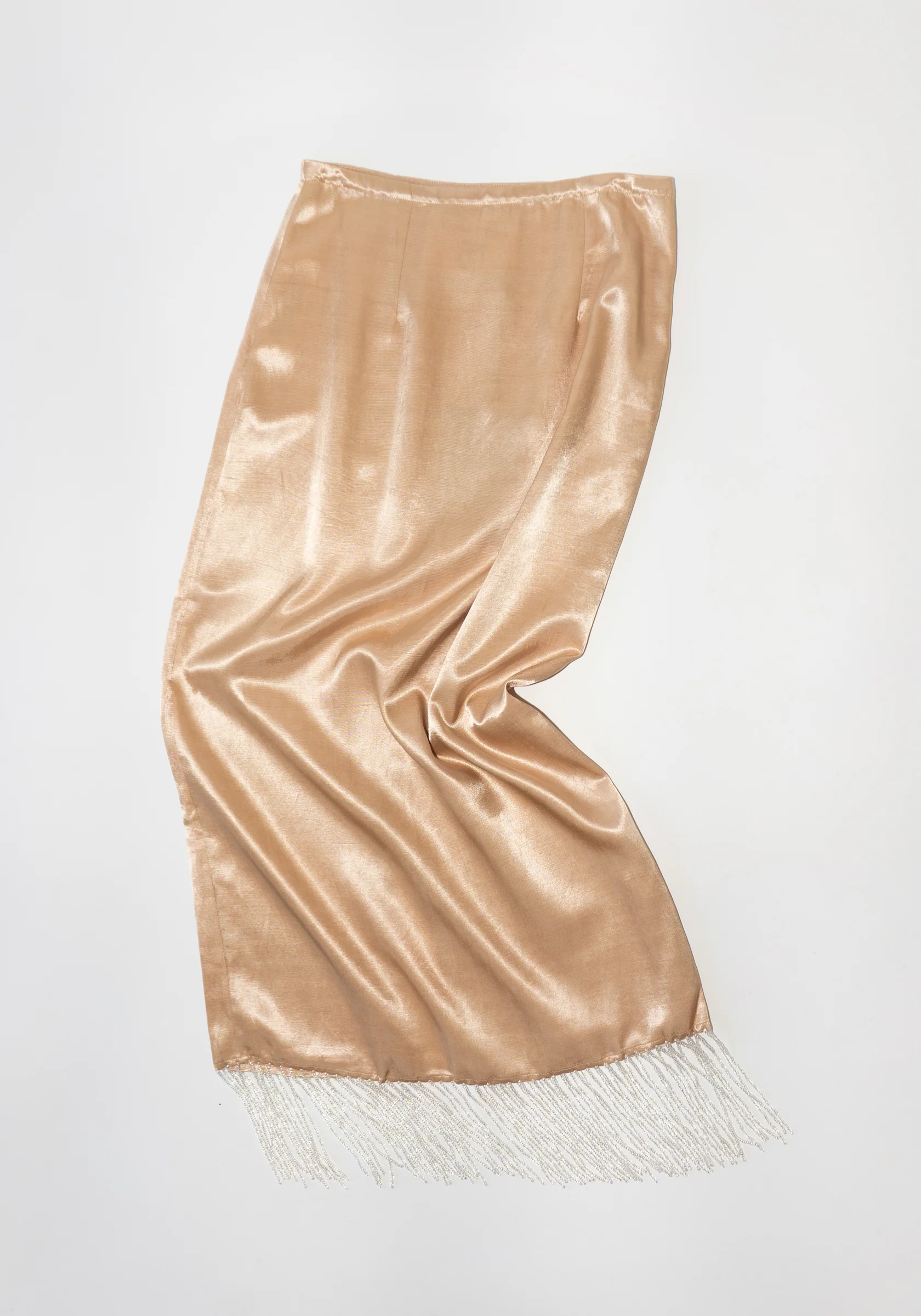 Beaded Fringe Slip Skirt in Sand - Image 8