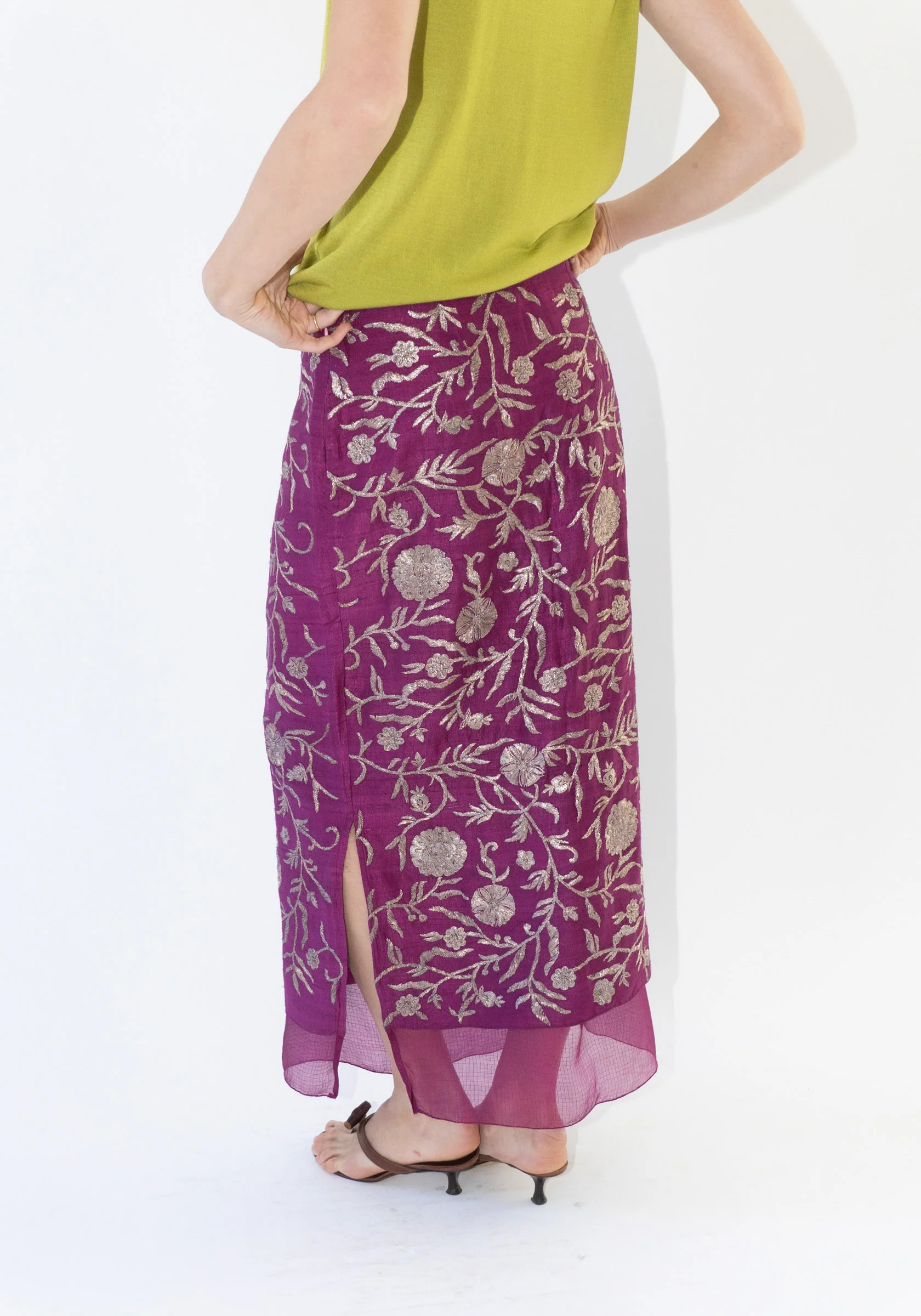 Kasab Slip Skirt with Kota in Magenta - Image 3