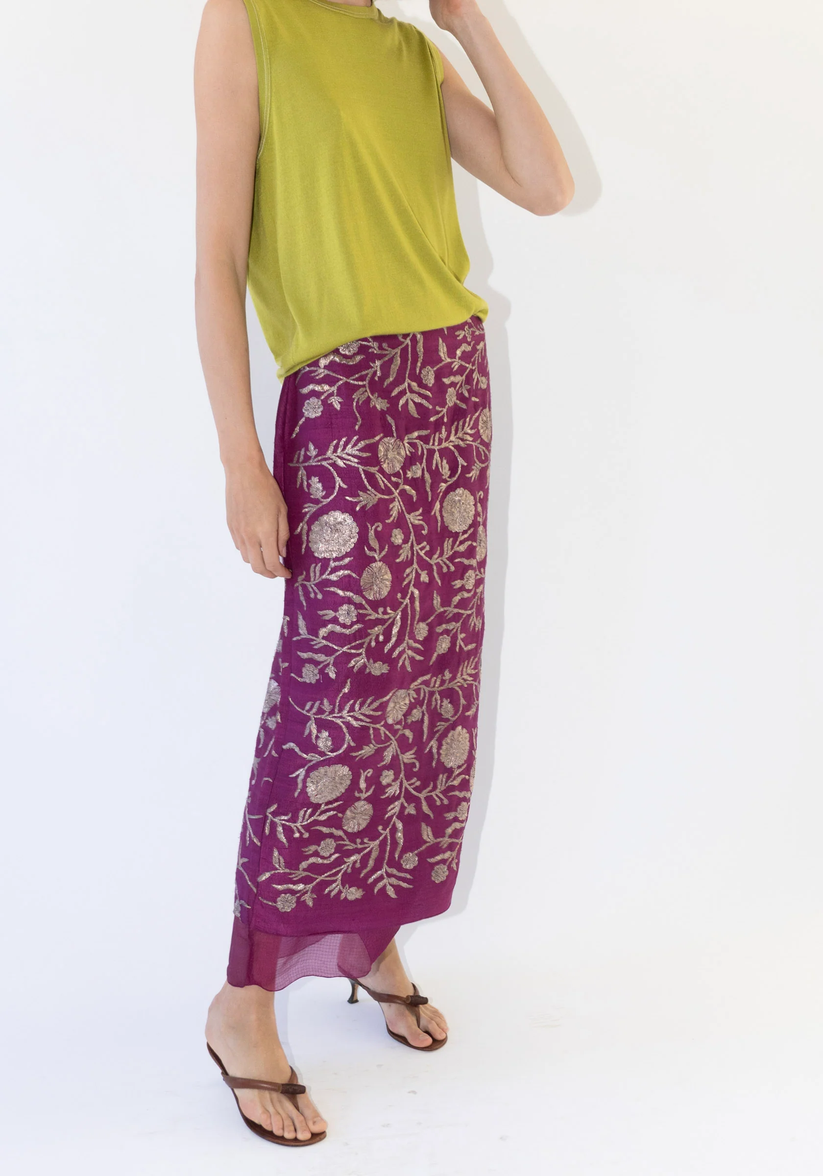 Kasab Slip Skirt with Kota in Magenta - Image 4