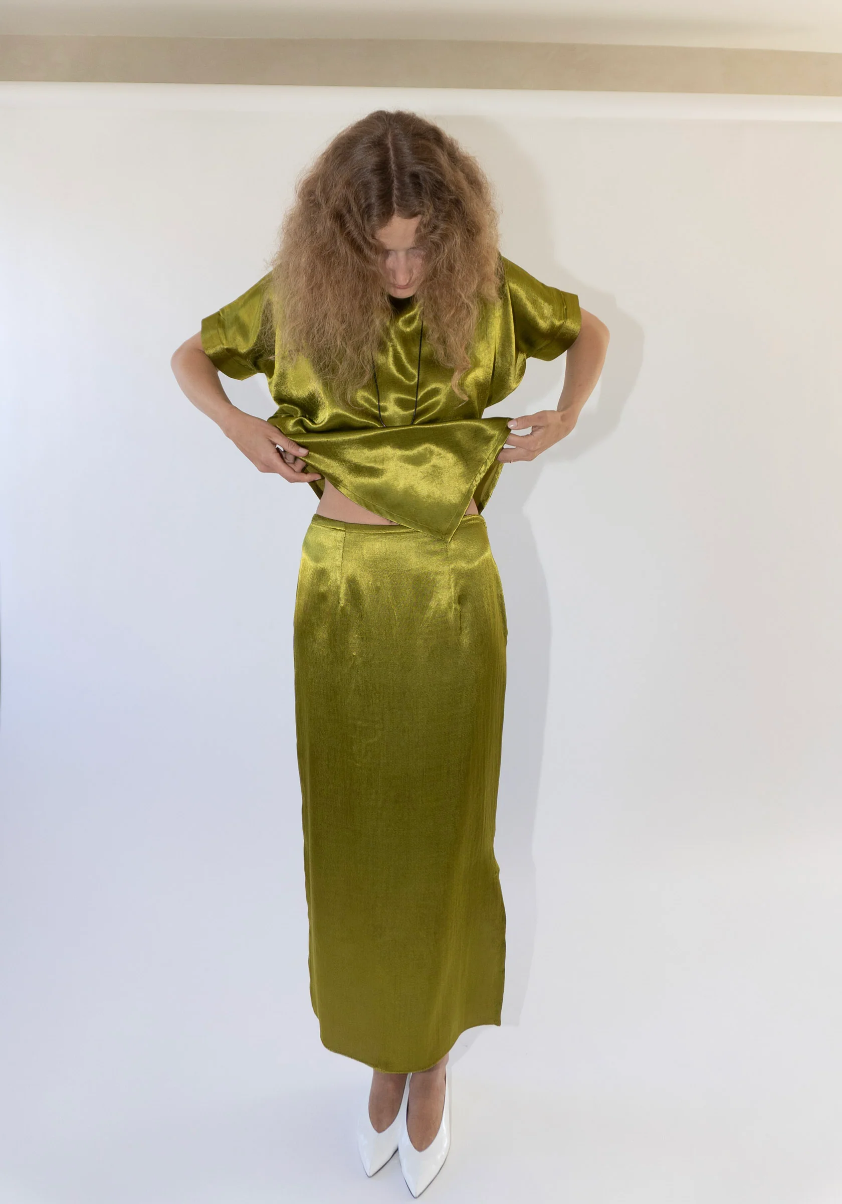 Slip Skirt in Acid Green - Image 2