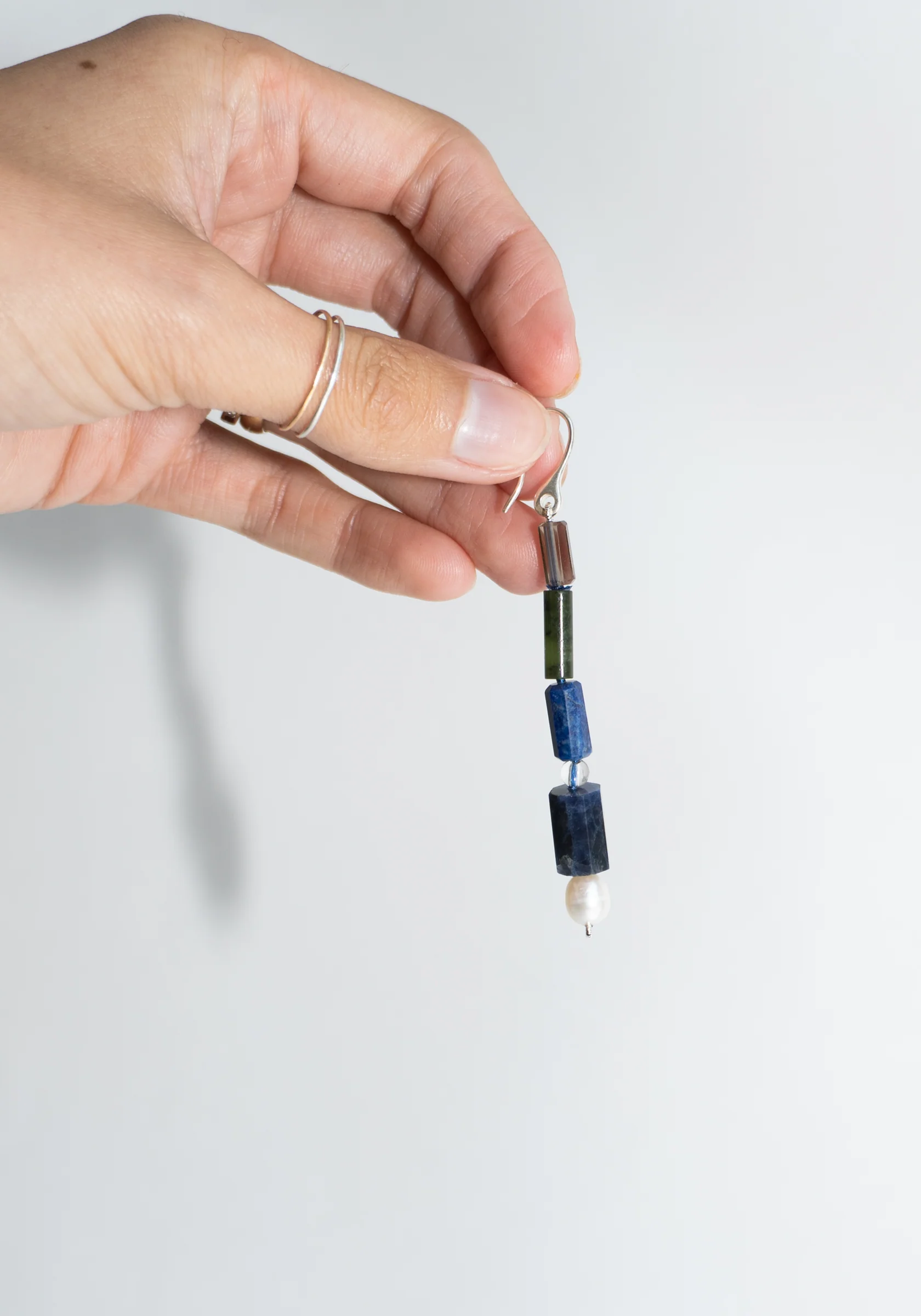 Totem Earrings in Lapis and Green Aventurine - Image 4