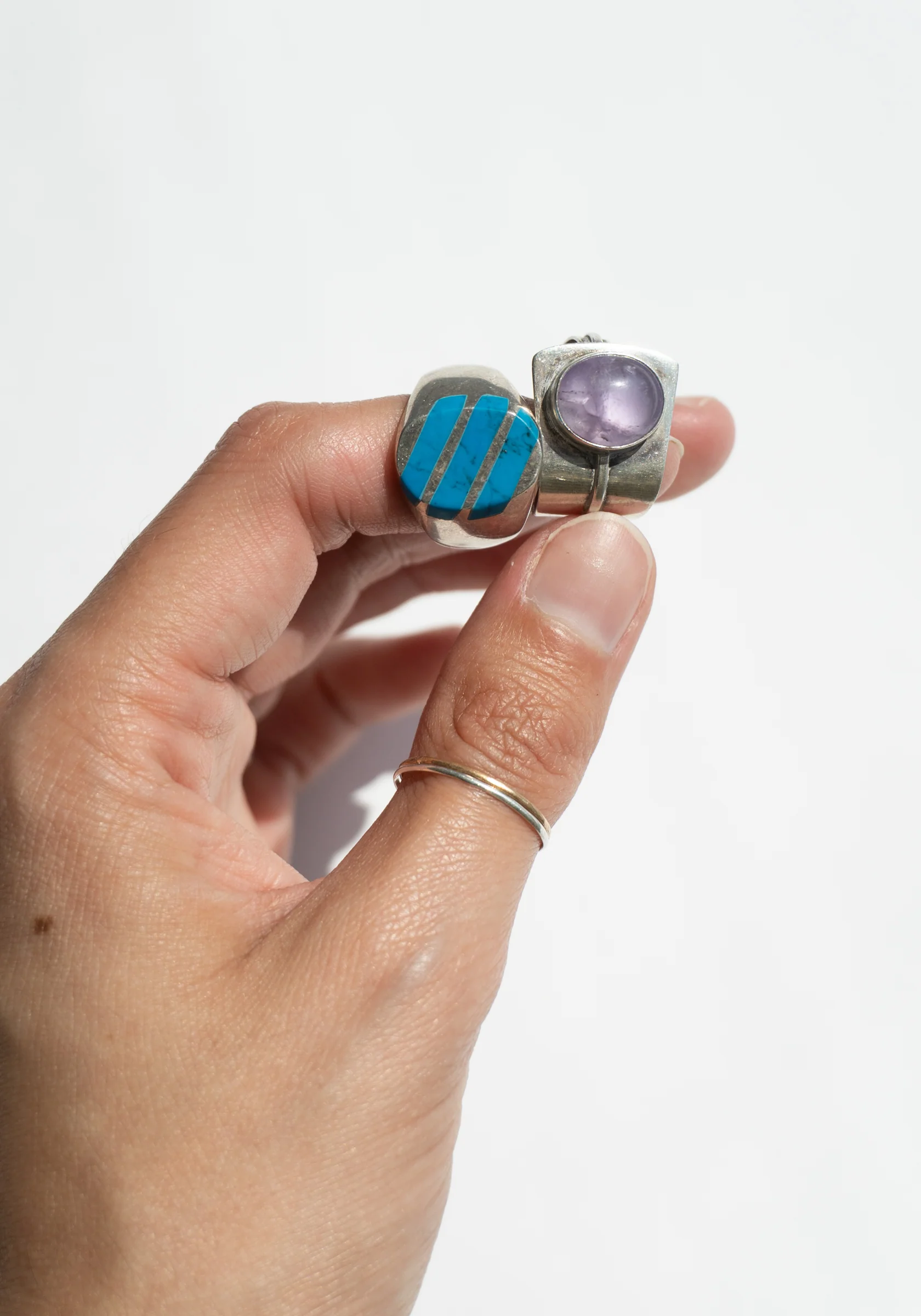 Vintage Sterling and Amethyst Cuff Ring