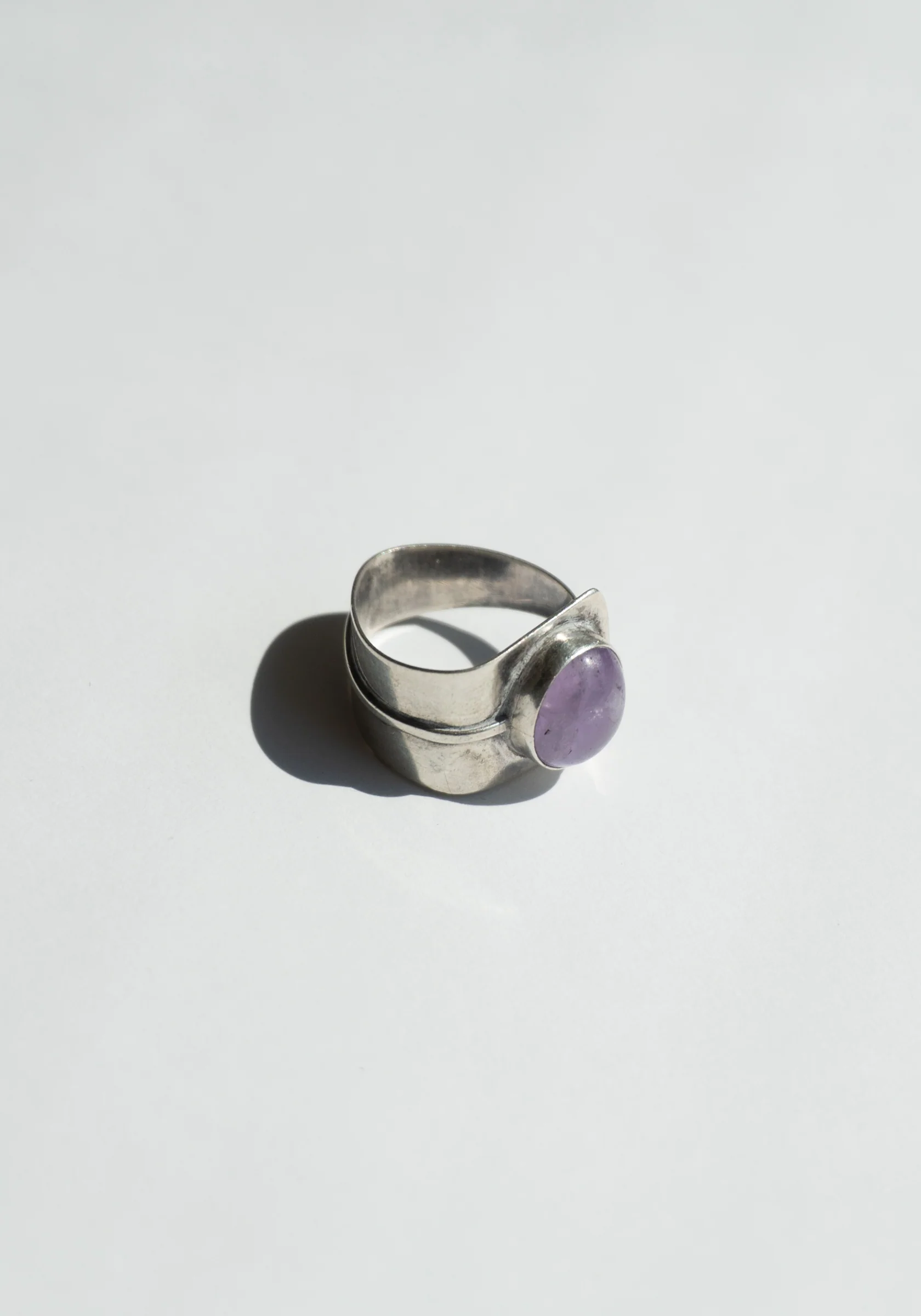 Vintage Sterling and Amethyst Cuff Ring - Image 6