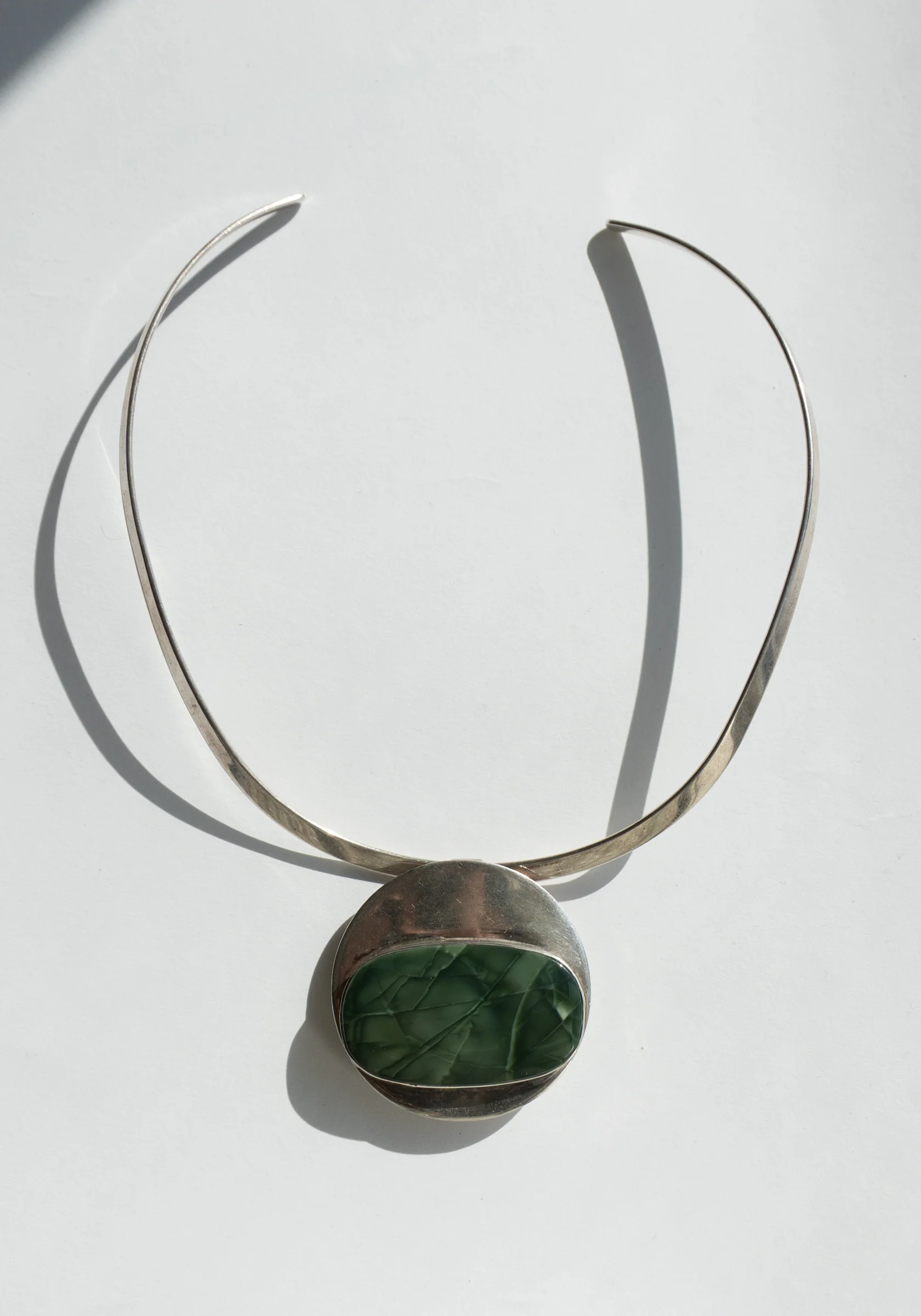 Vintage Sterling Green Aventurine Pendant