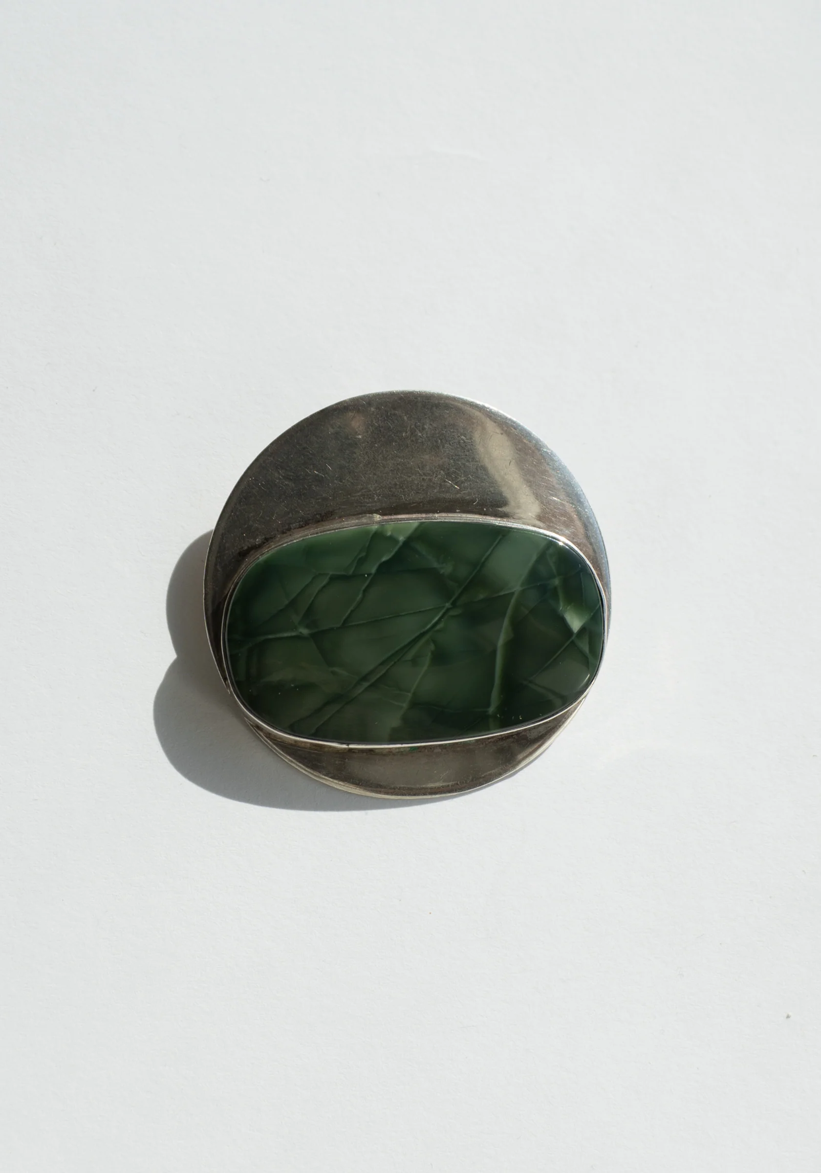 Vintage Sterling Green Aventurine Pendant - Image 3