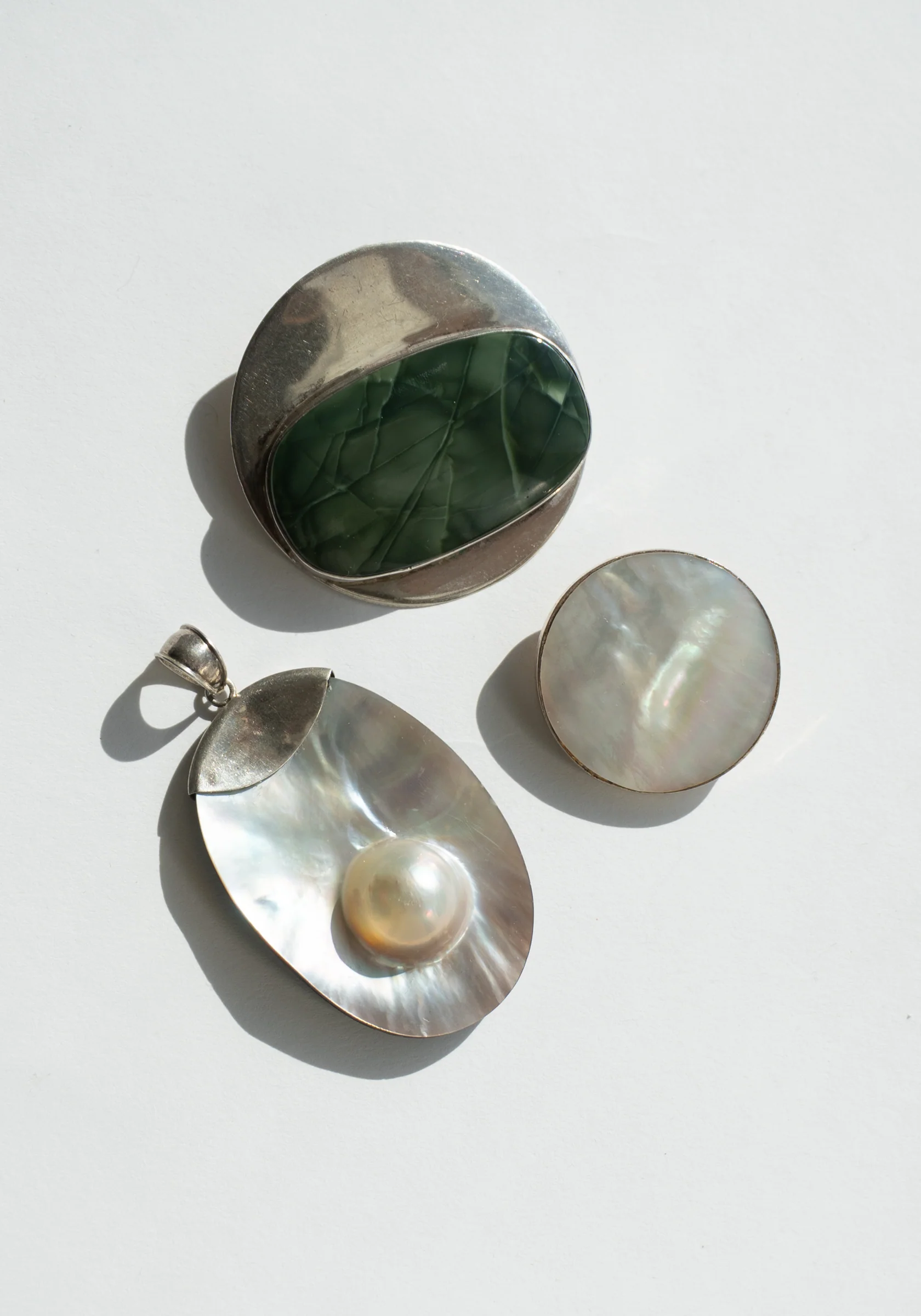 Vintage Sterling Green Aventurine Pendant - Image 8